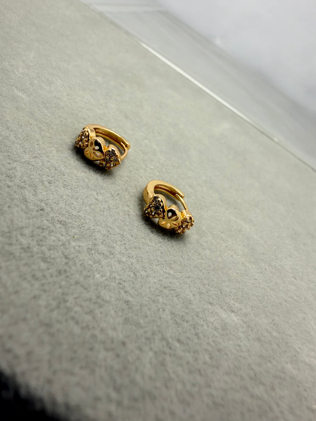 Golden Tri-Heart Hoop Earrings