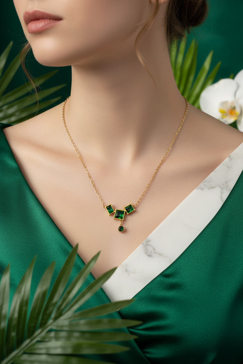 Emerald Droplet Necklace