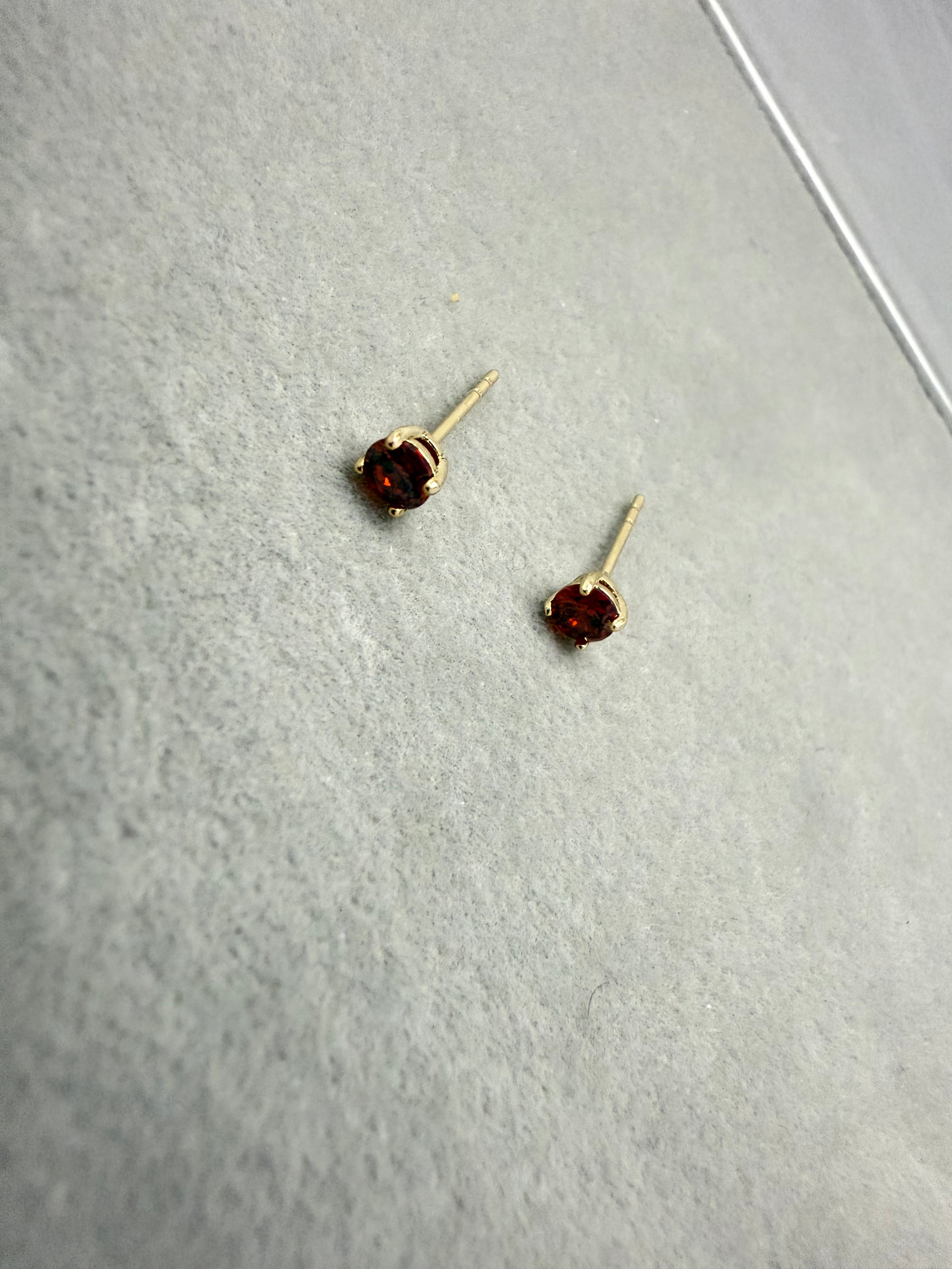 Red Gemstone Stud Earrings