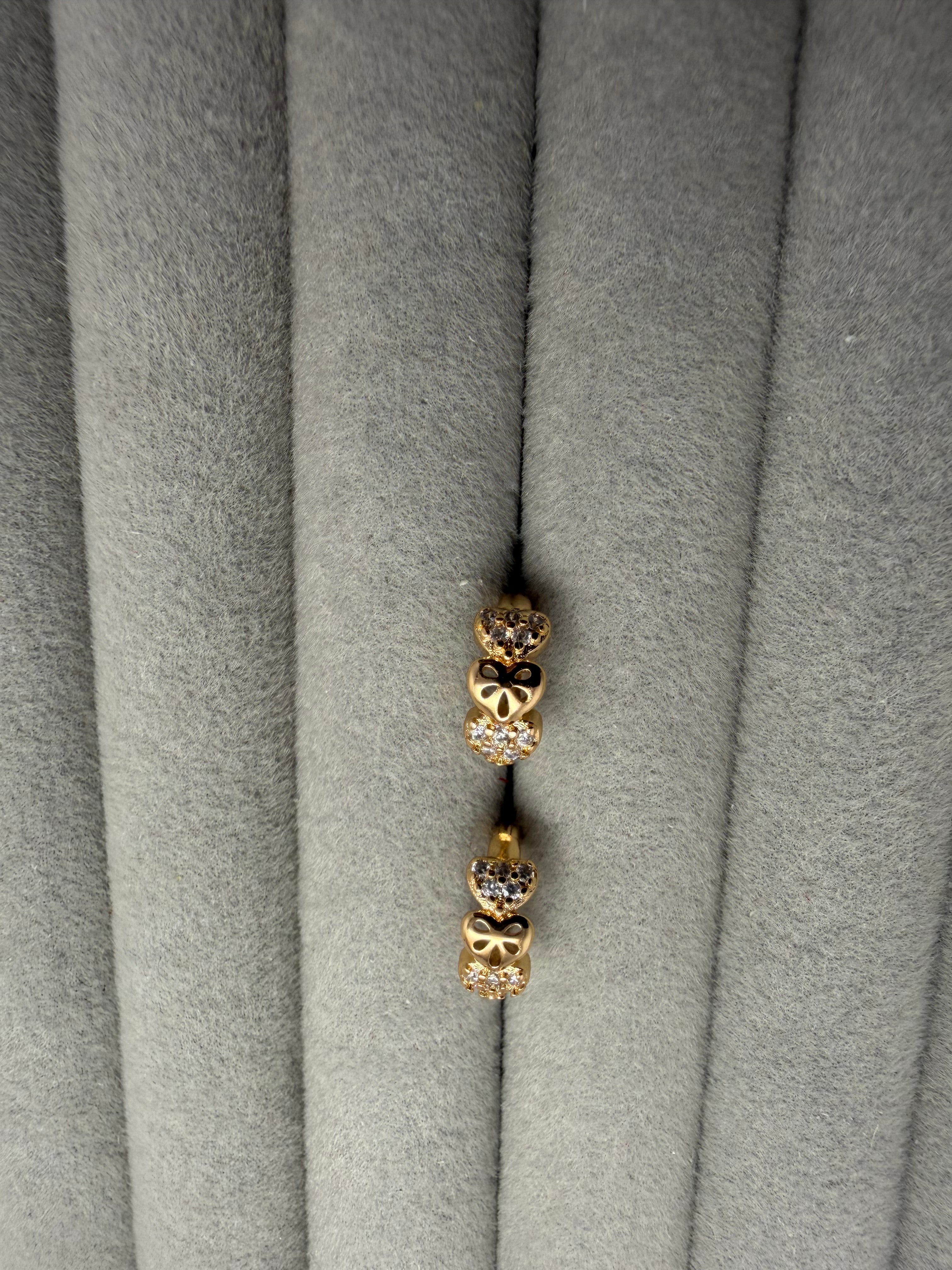 Golden Tri-Heart Hoop Earrings