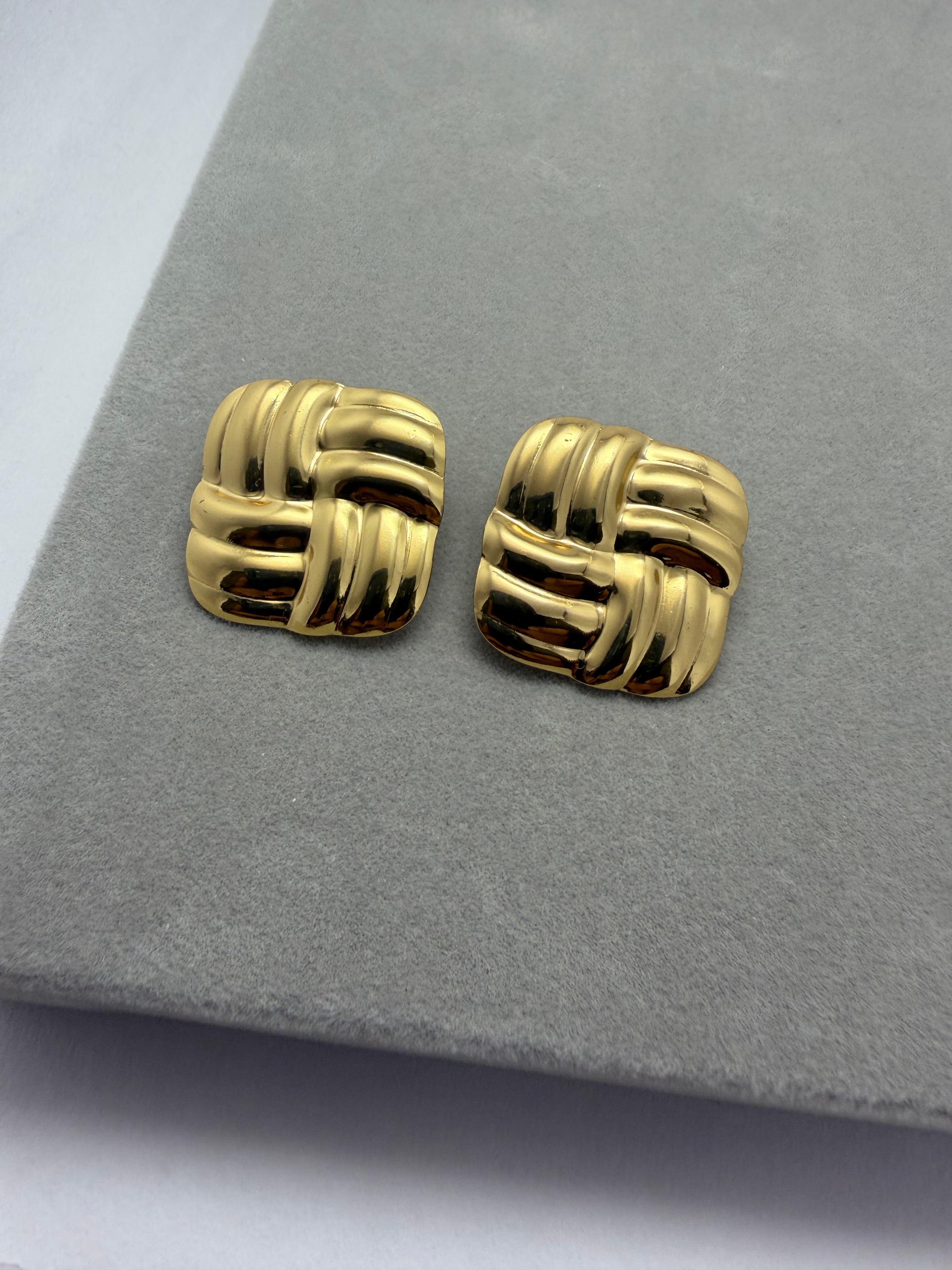 Golden Basket Weave Earrings