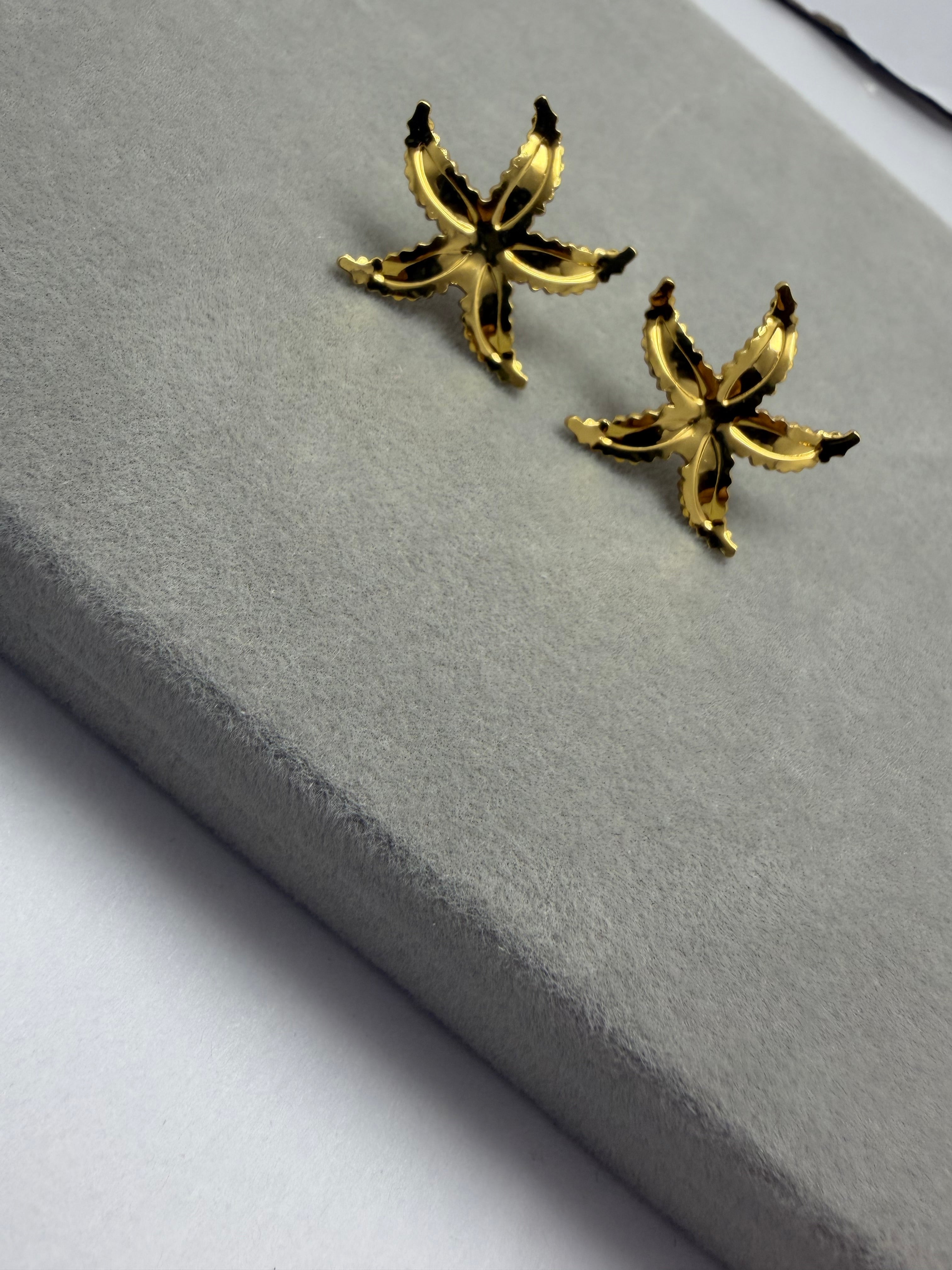 Golden Starfish Stud Earrings