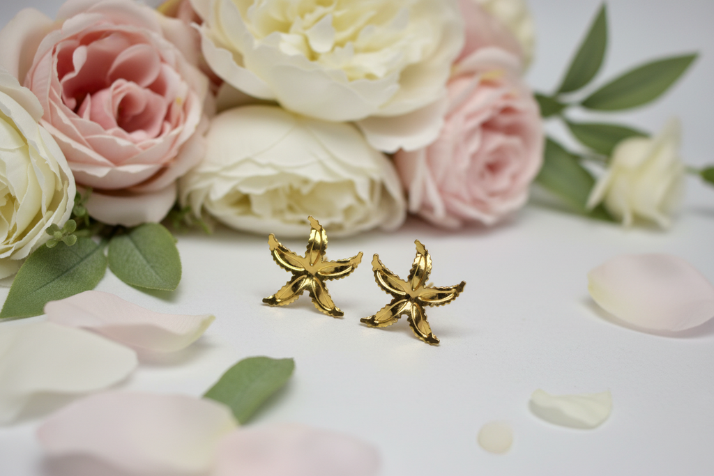 Golden Starfish Stud Earrings