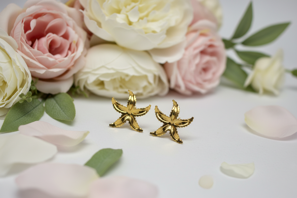 Golden Starfish Stud Earrings