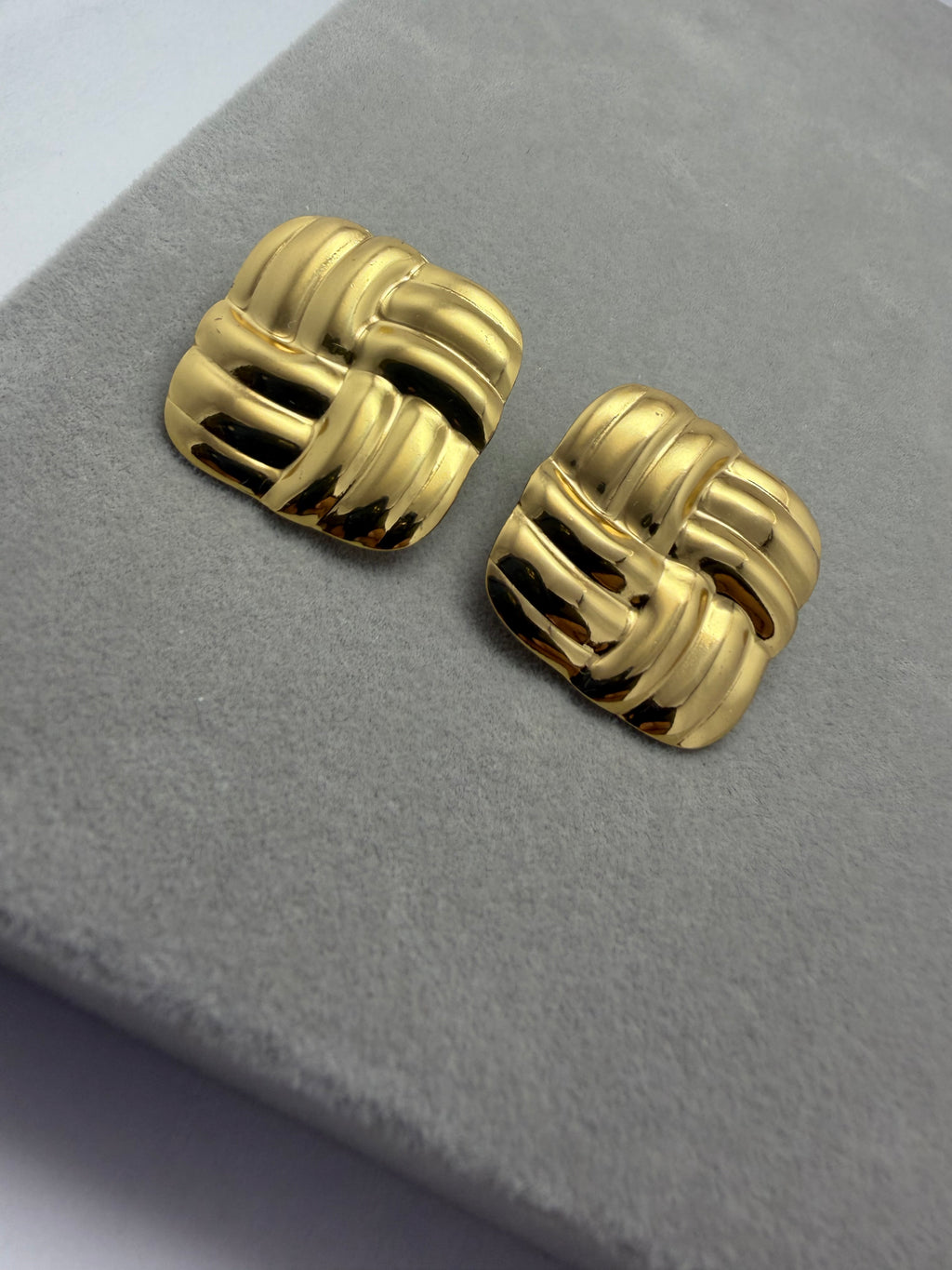 Golden Basket Weave Earrings