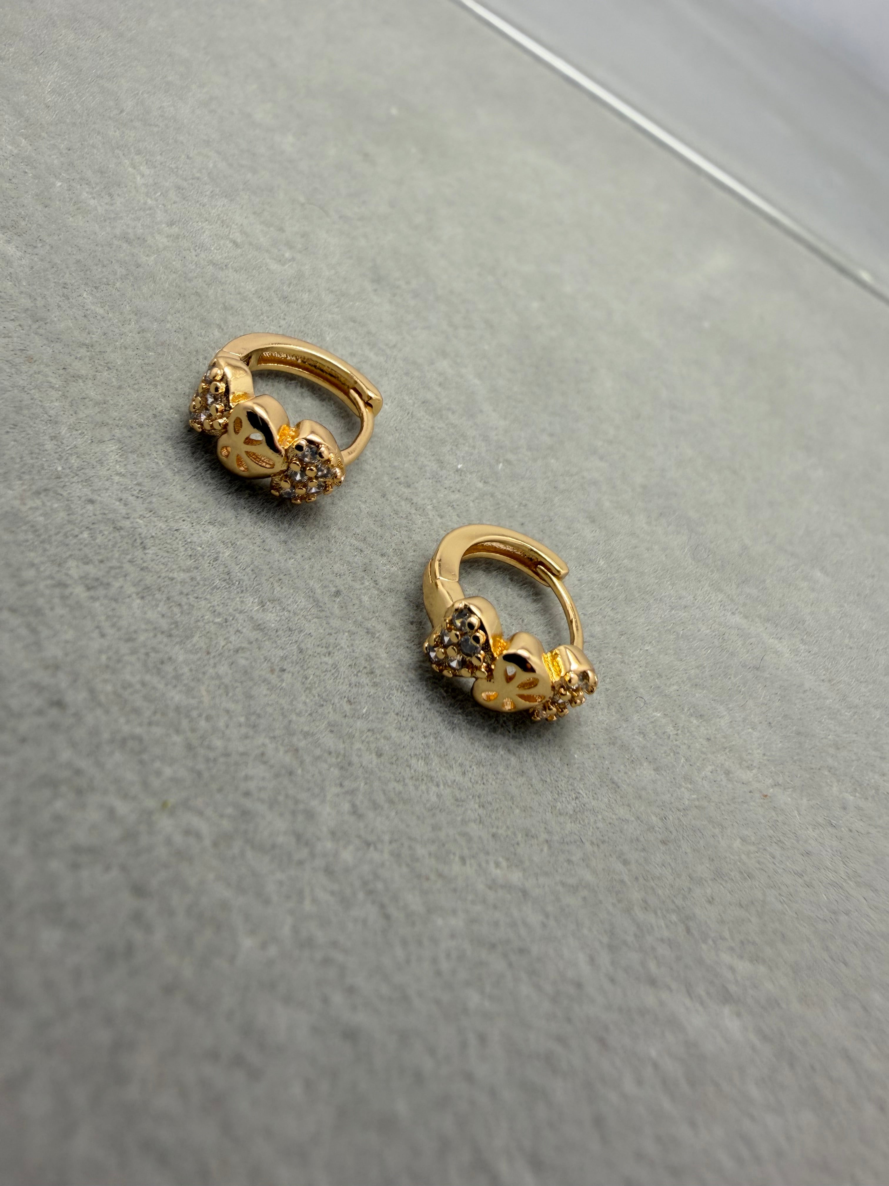 Golden Tri-Heart Hoop Earrings