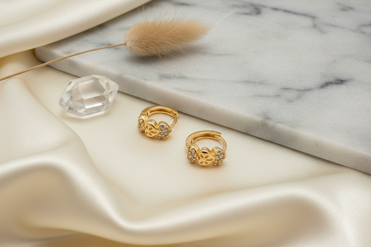 Golden Tri-Heart Hoop Earrings