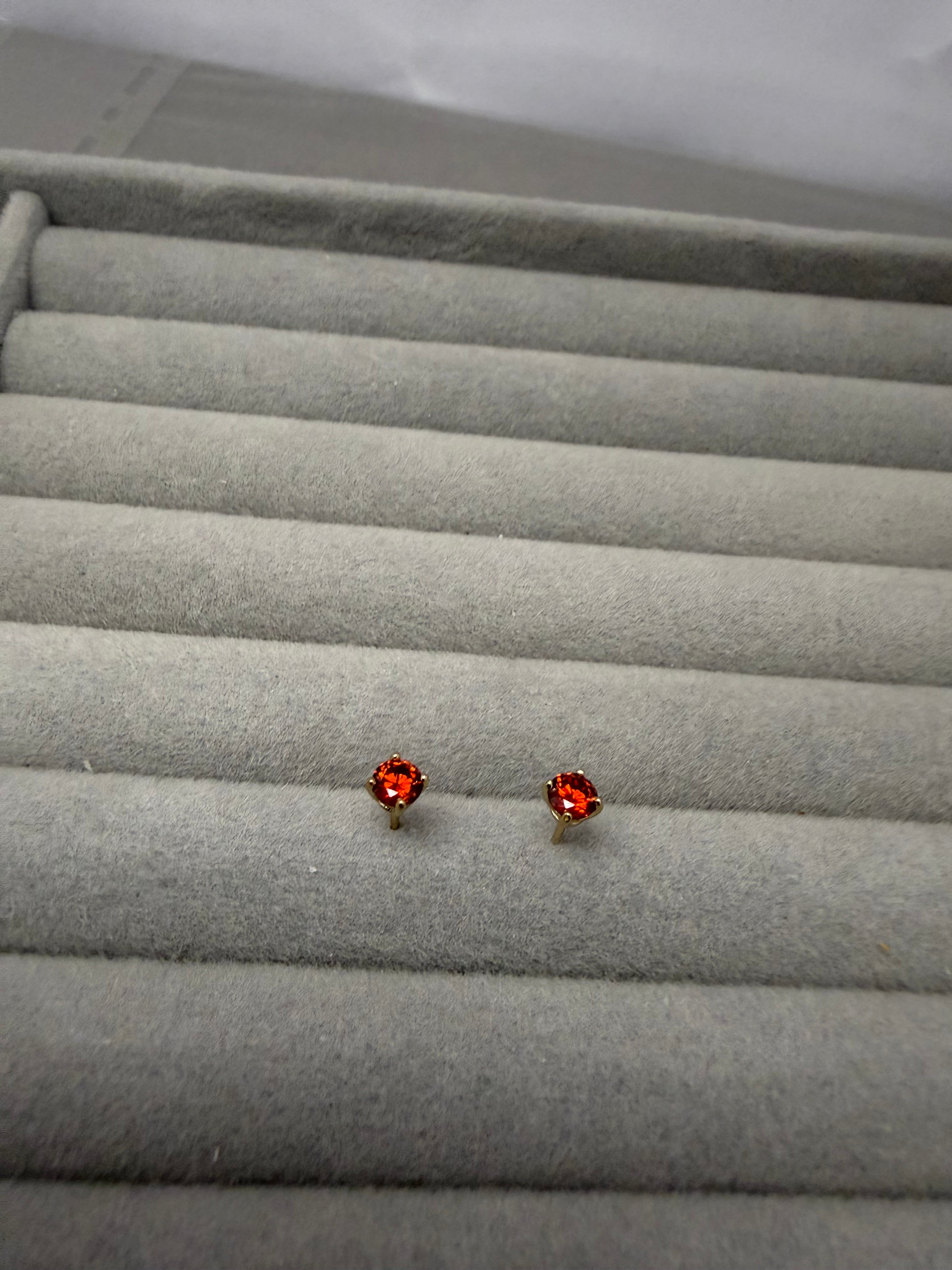 Red Gemstone Stud Earrings