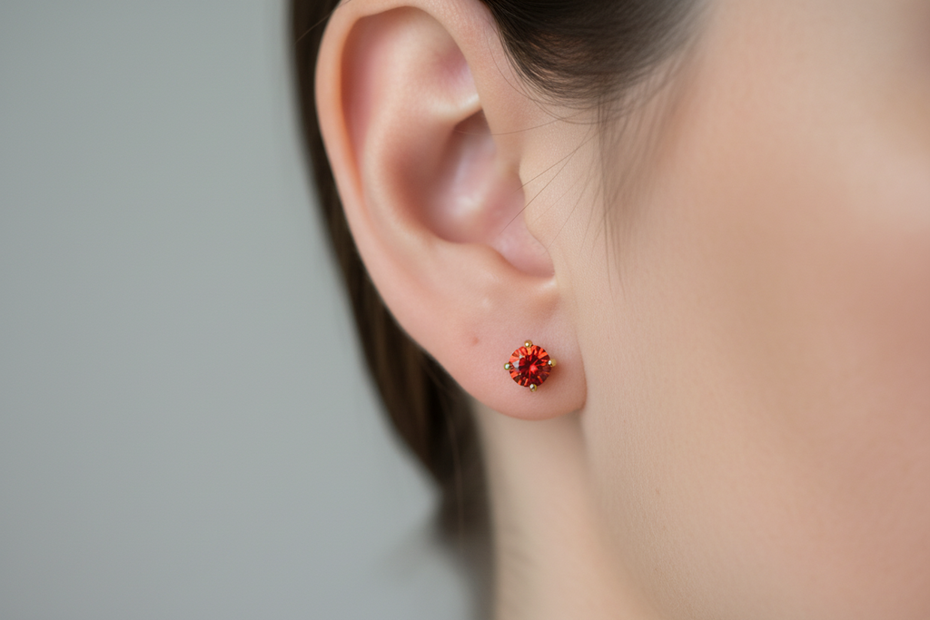 Red Gemstone Stud Earrings