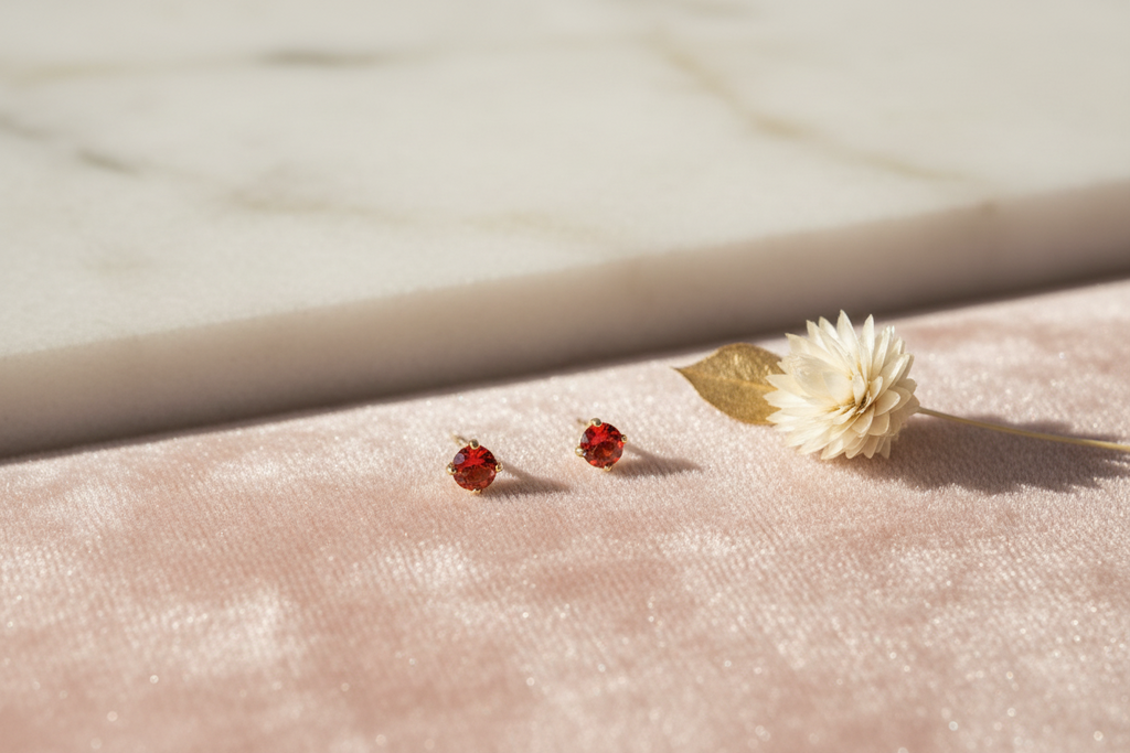 Red Gemstone Stud Earrings