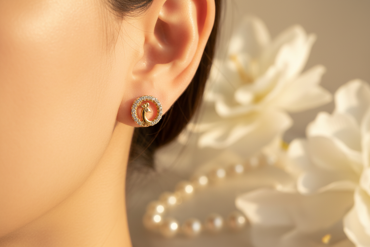 Glimmering Peacock Studs