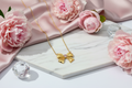 Sweetheart Bow & Crystal Pendant Necklace