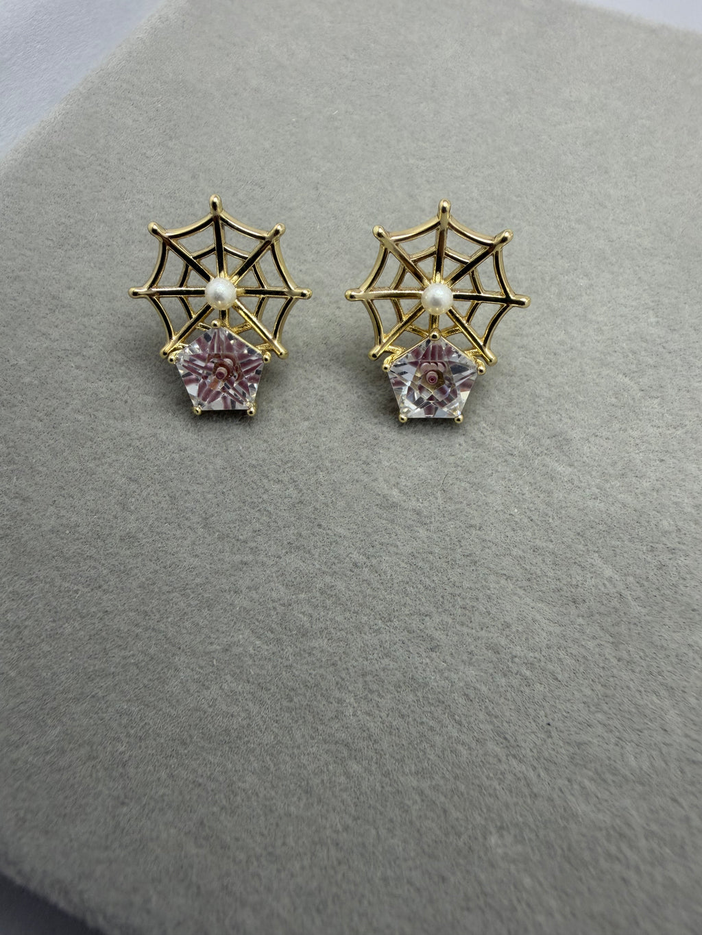 Spiderweb Sparkle Stud Earrings