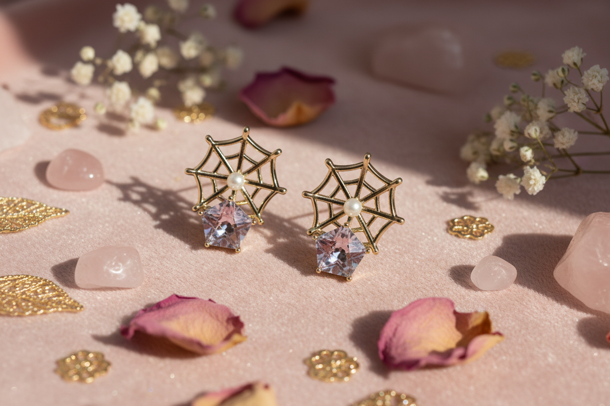 Spiderweb Sparkle Stud Earrings