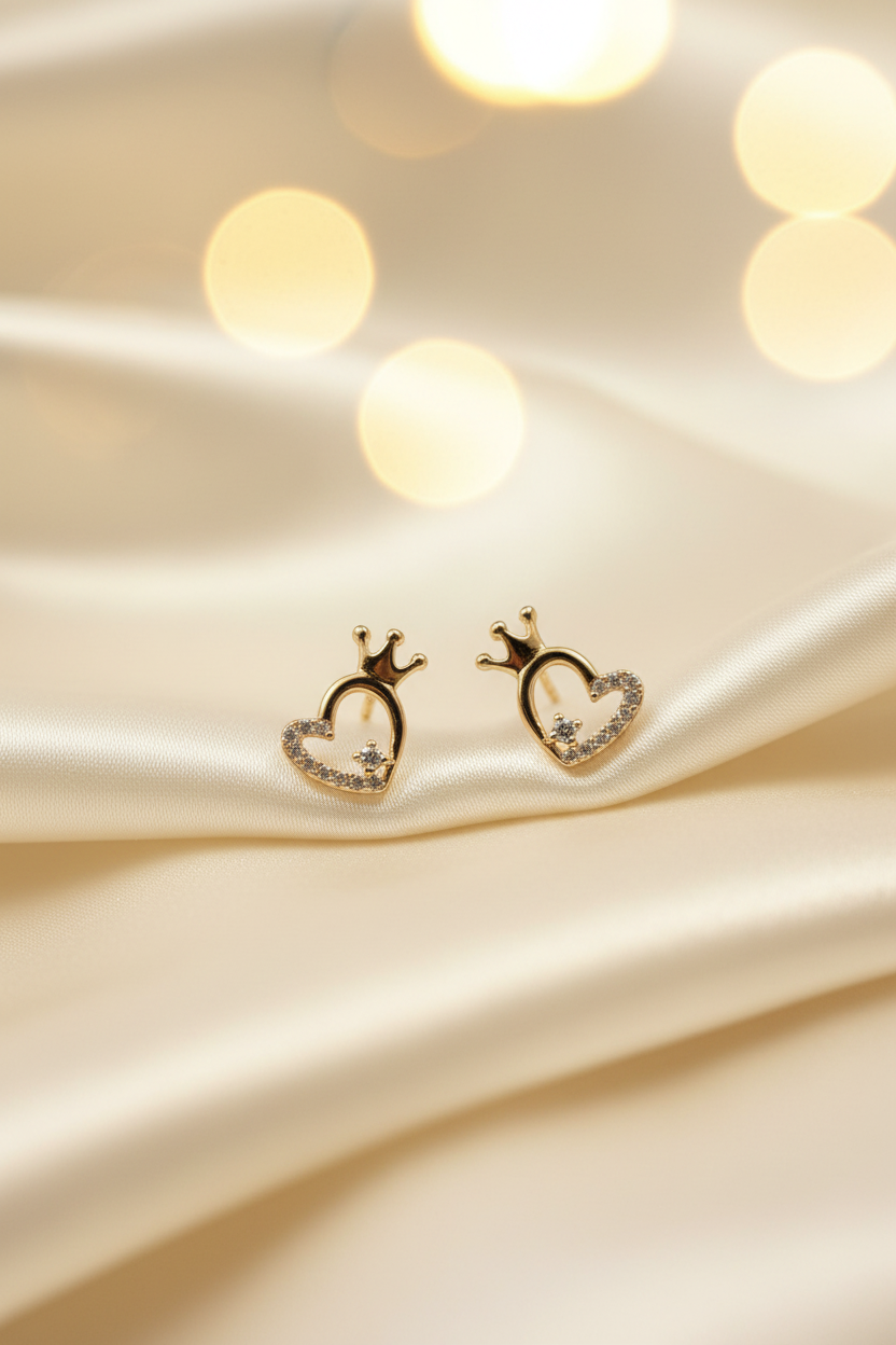 Heart Crown Stud Earrings