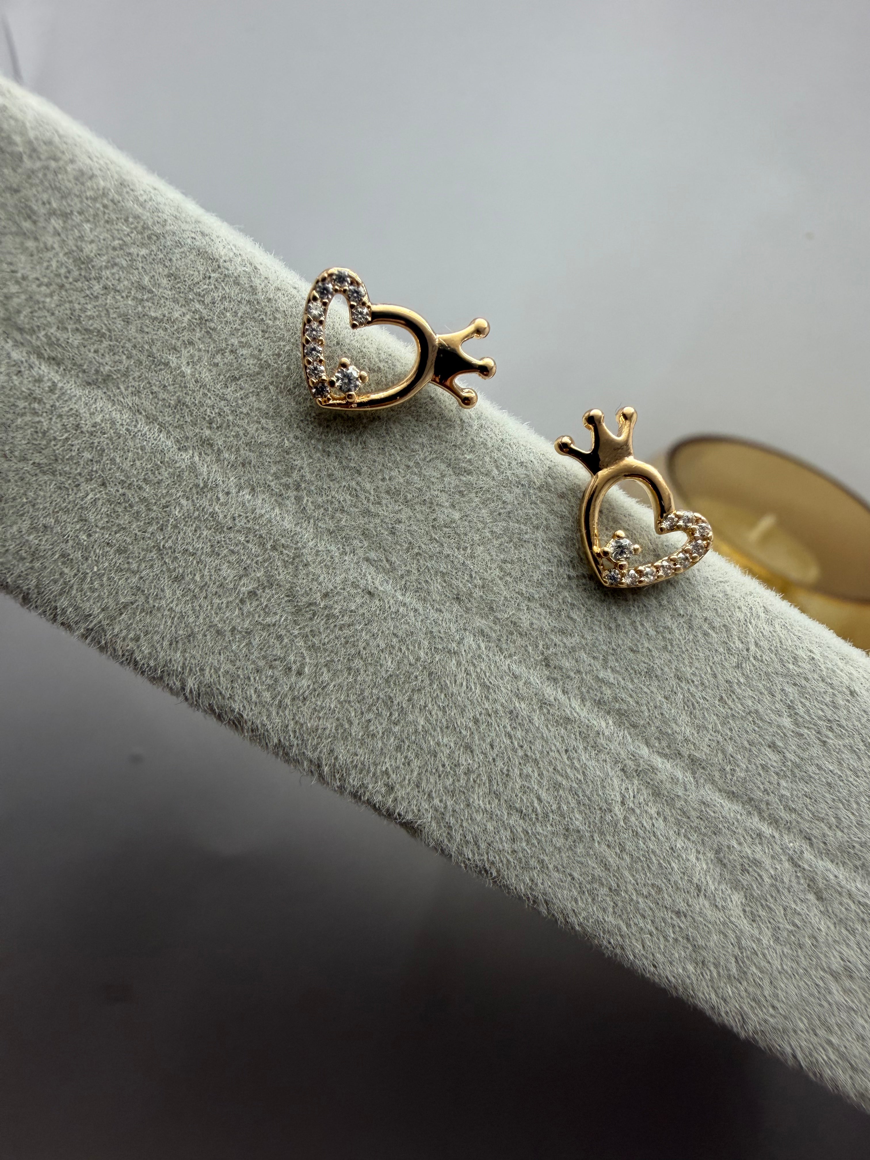 Heart Crown Stud Earrings