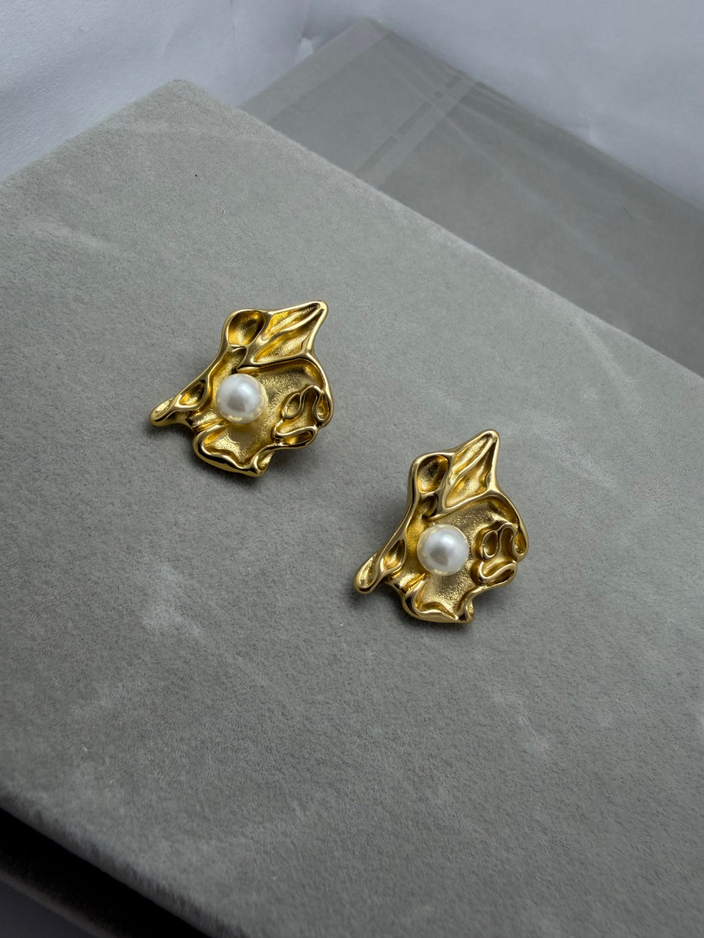 Sculptural Bloom Pearl Earrings