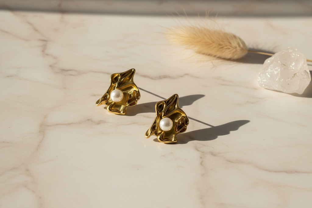 Sculptural Bloom Pearl Earrings