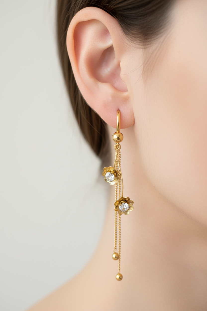 Floral Chandelier Hoop Earrings