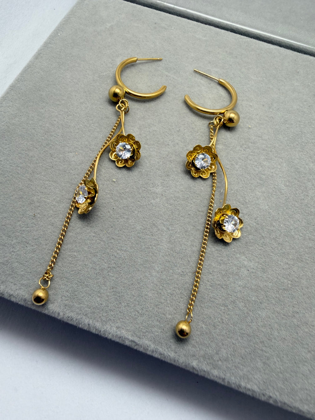 Floral Chandelier Hoop Earrings