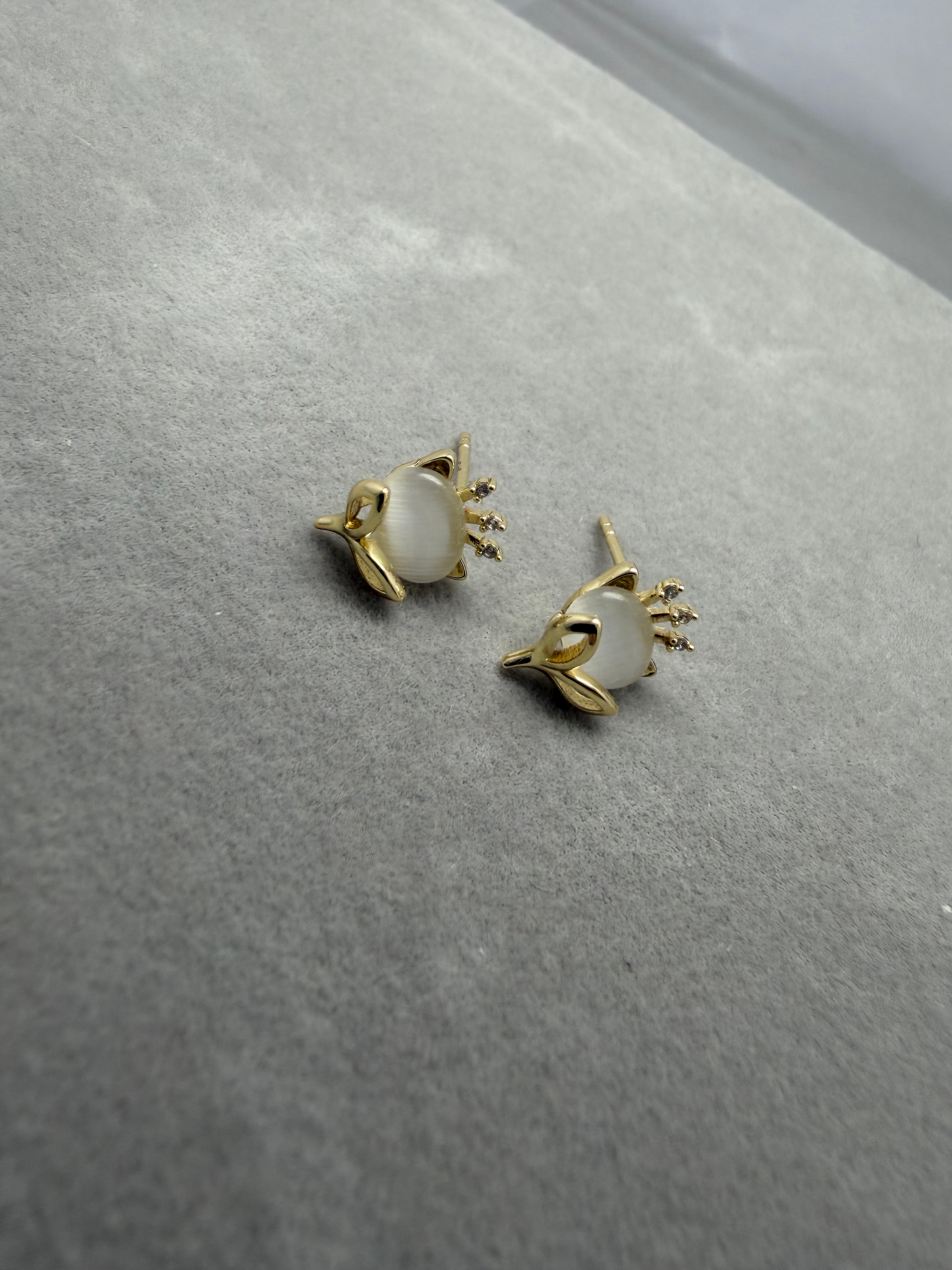 Moonstone Kitsune Earrings