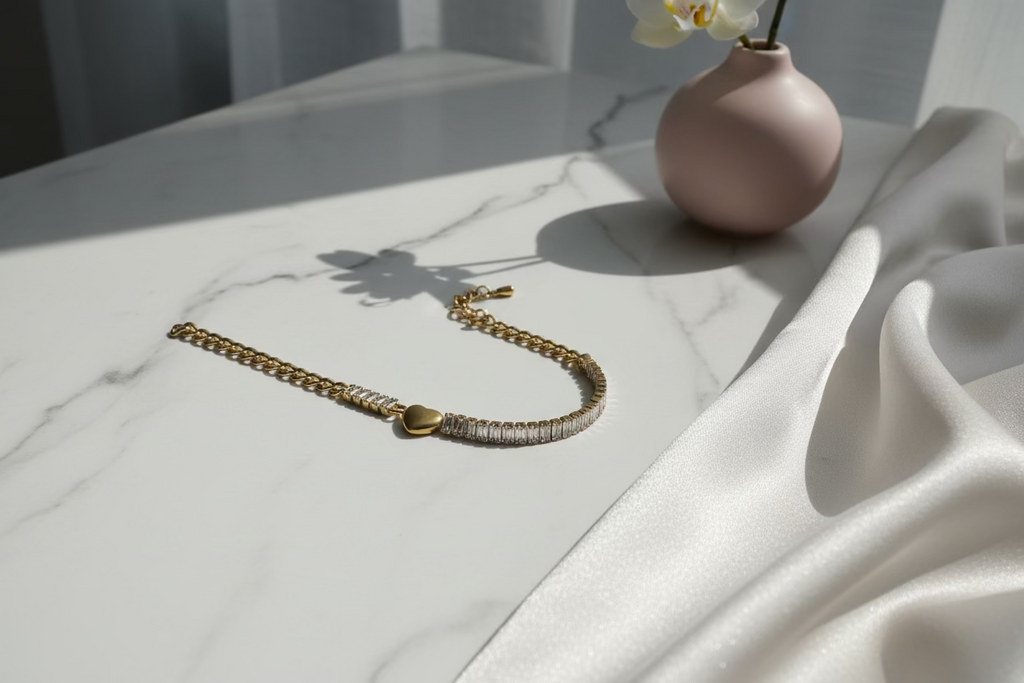 Crystal Heart Link Bracelet