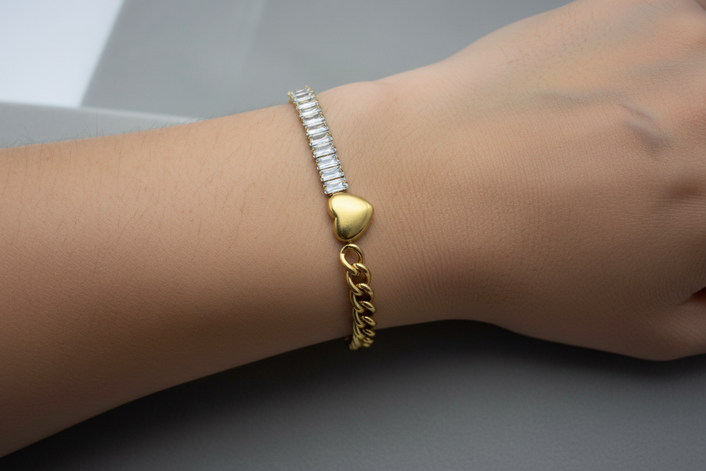 Crystal Heart Link Bracelet