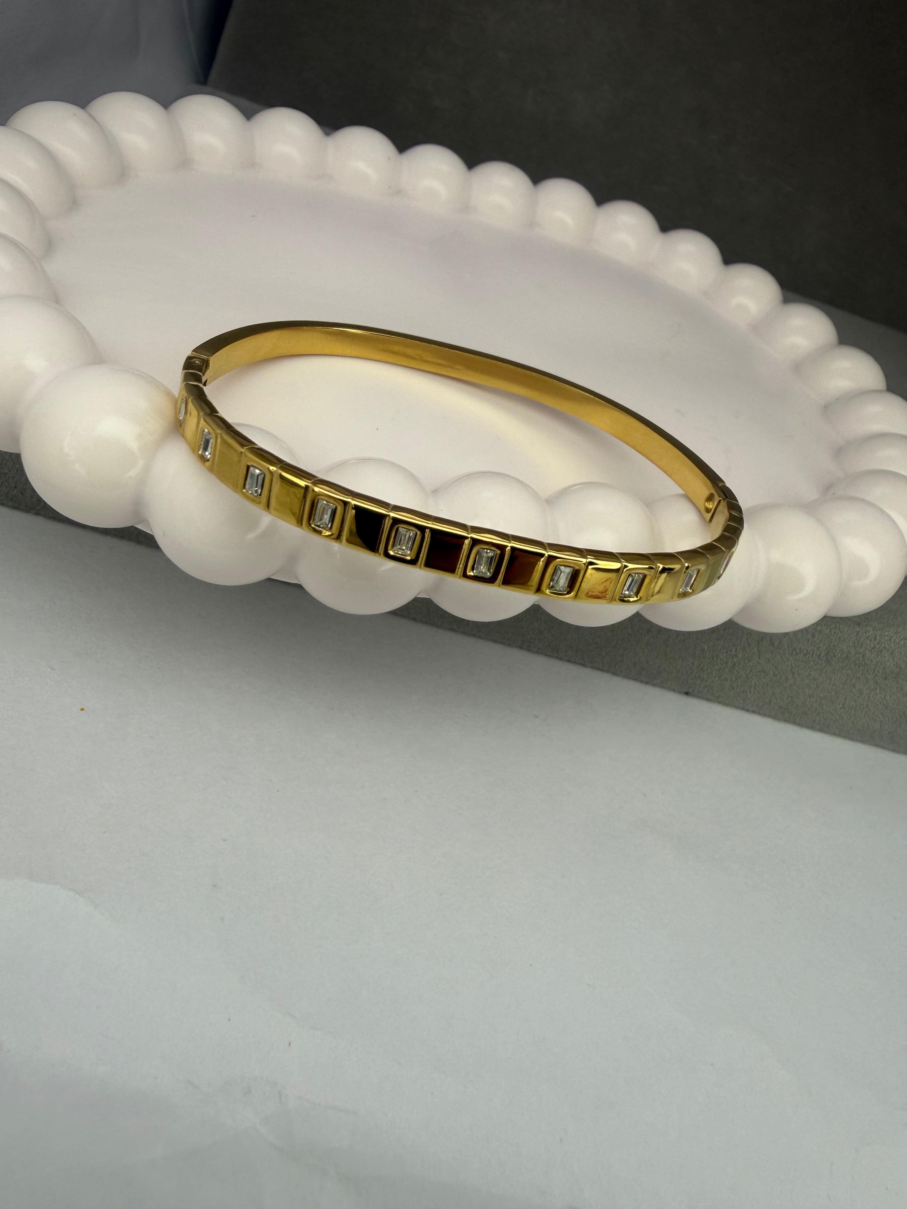 Square Stone Bangle Bracelet