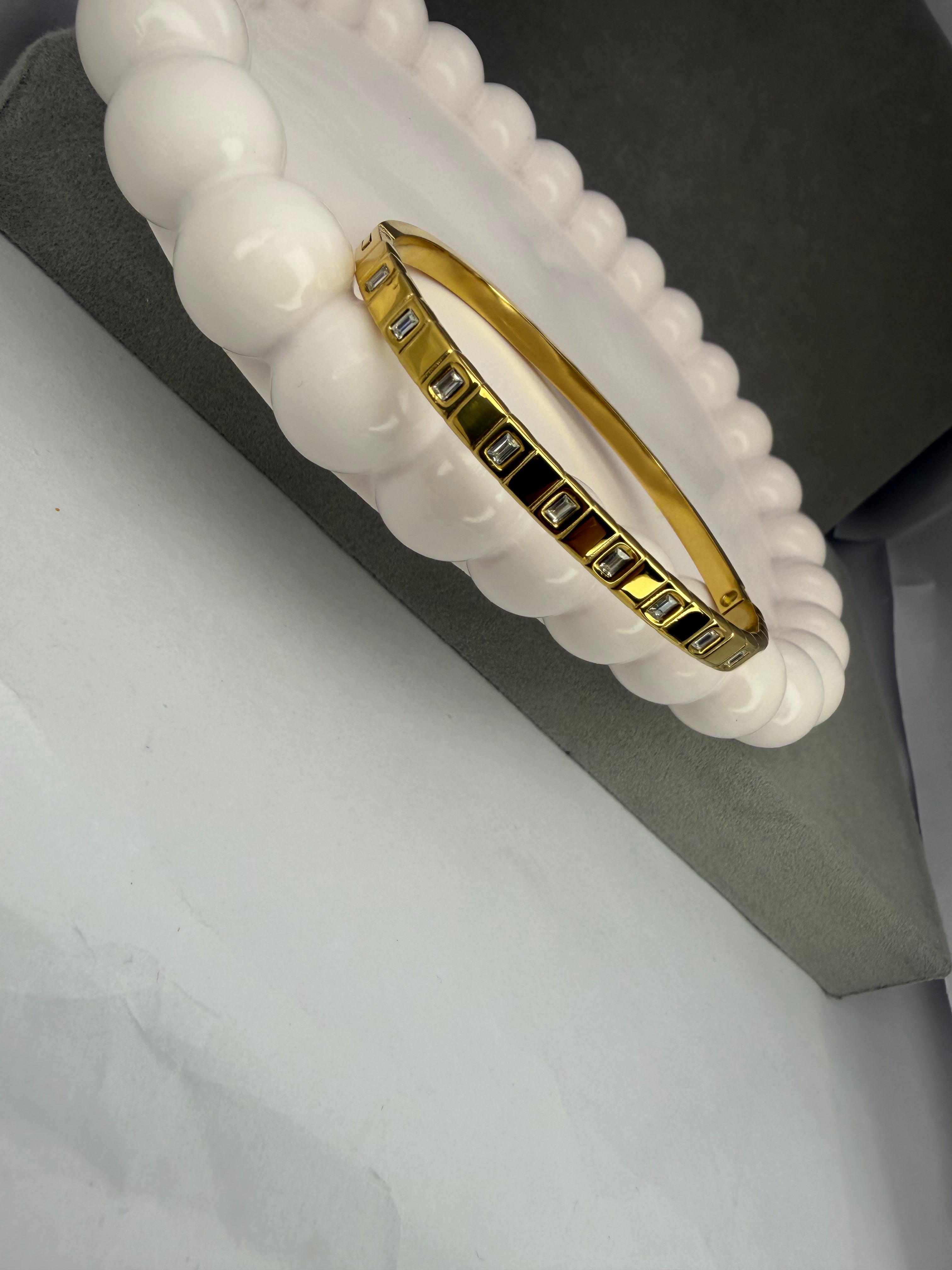 Square Stone Bangle Bracelet