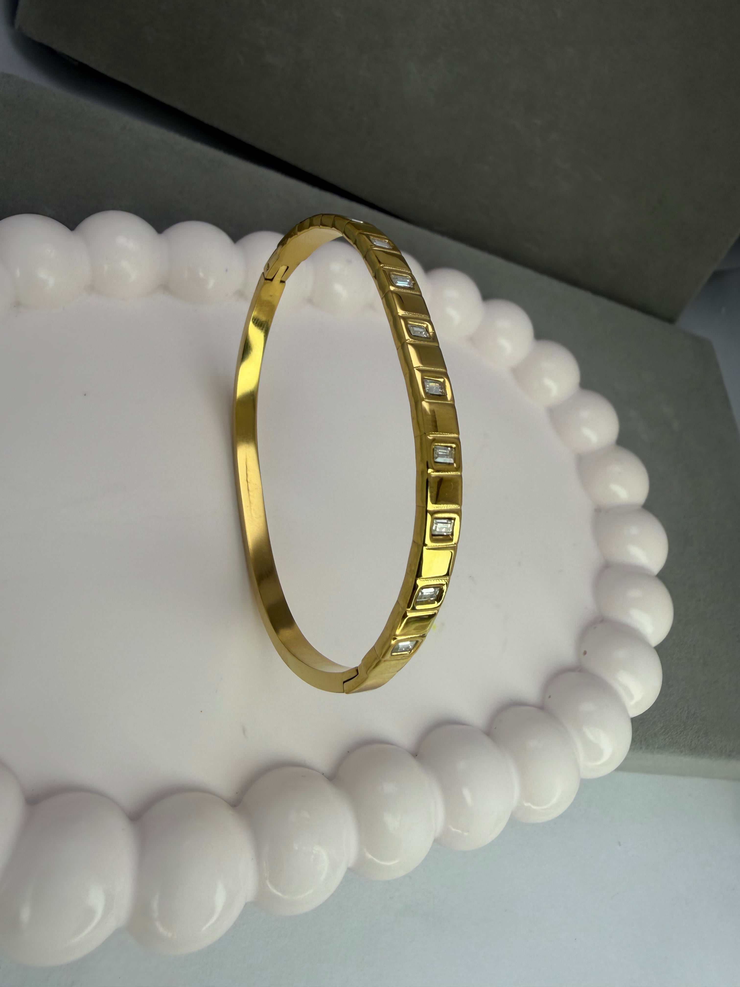 Square Stone Bangle Bracelet