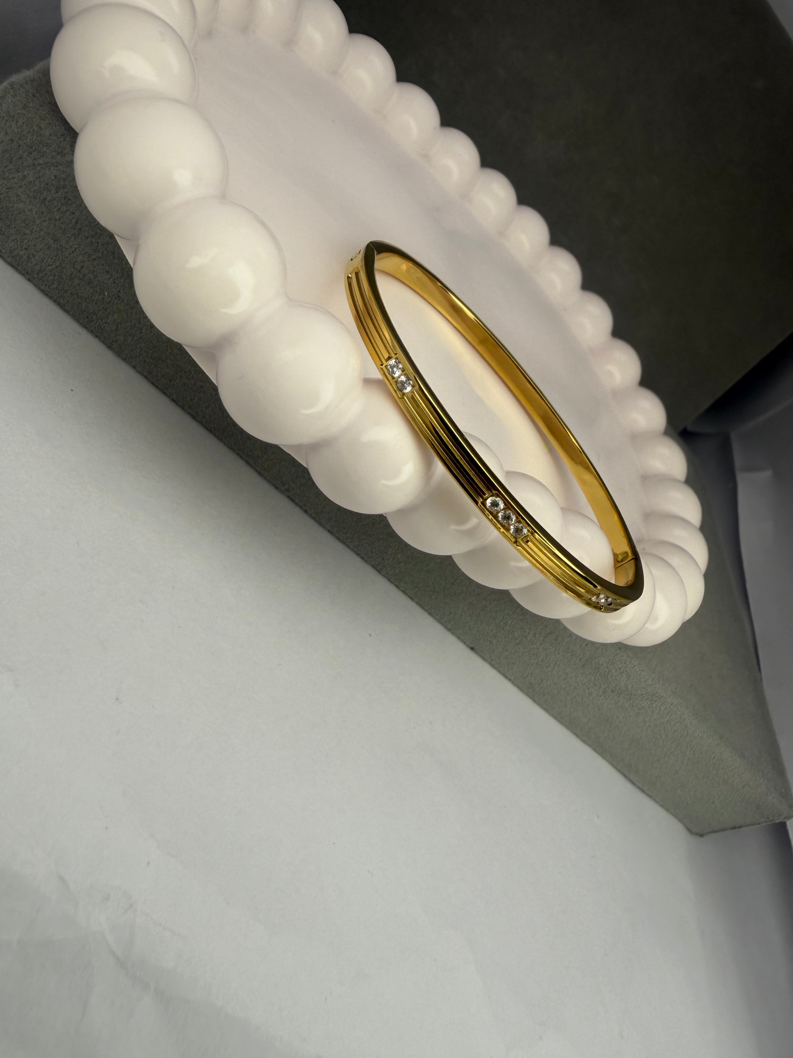 Tri-Stone Bangle Bracelet