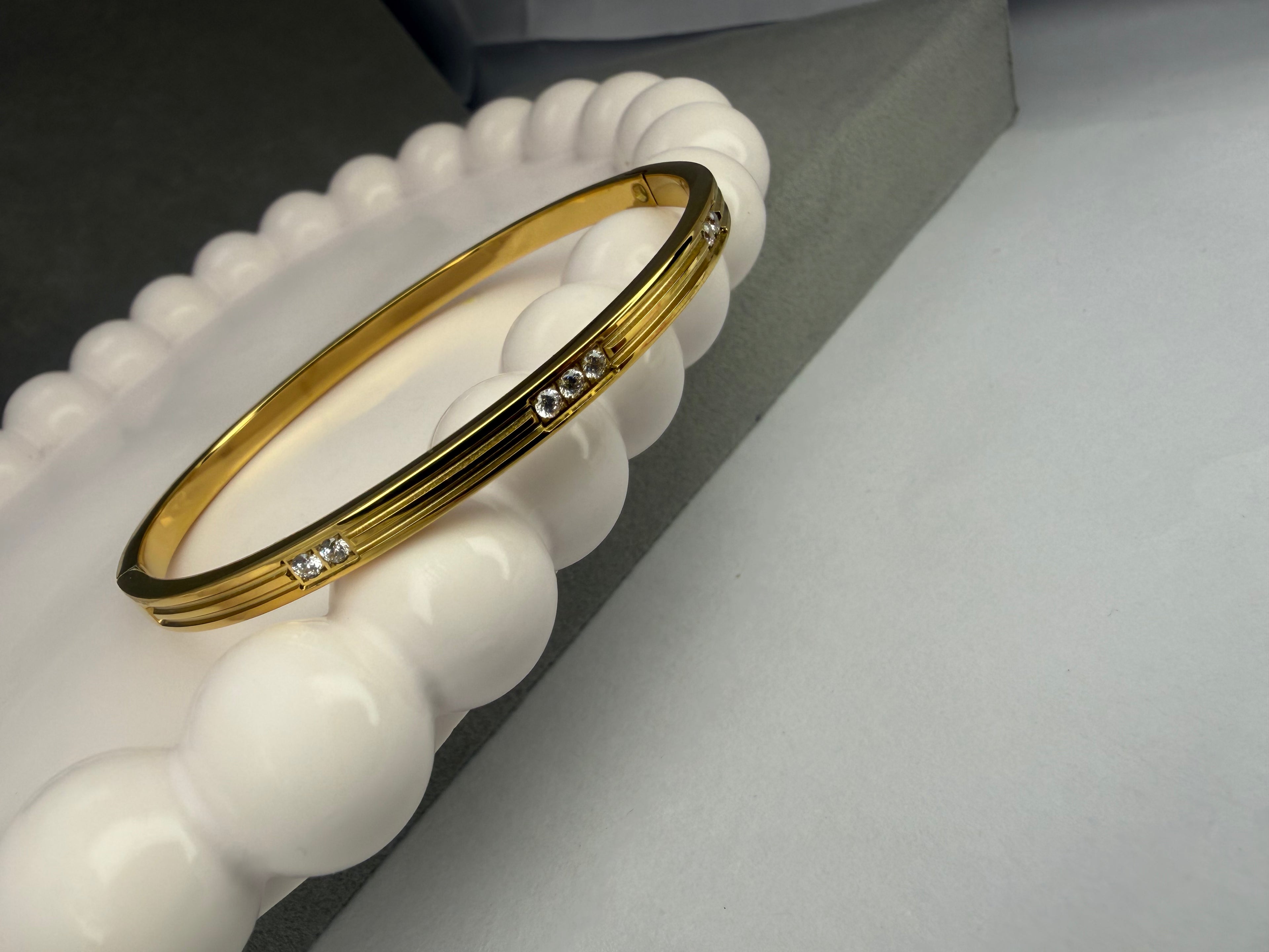 Tri-Stone Bangle Bracelet