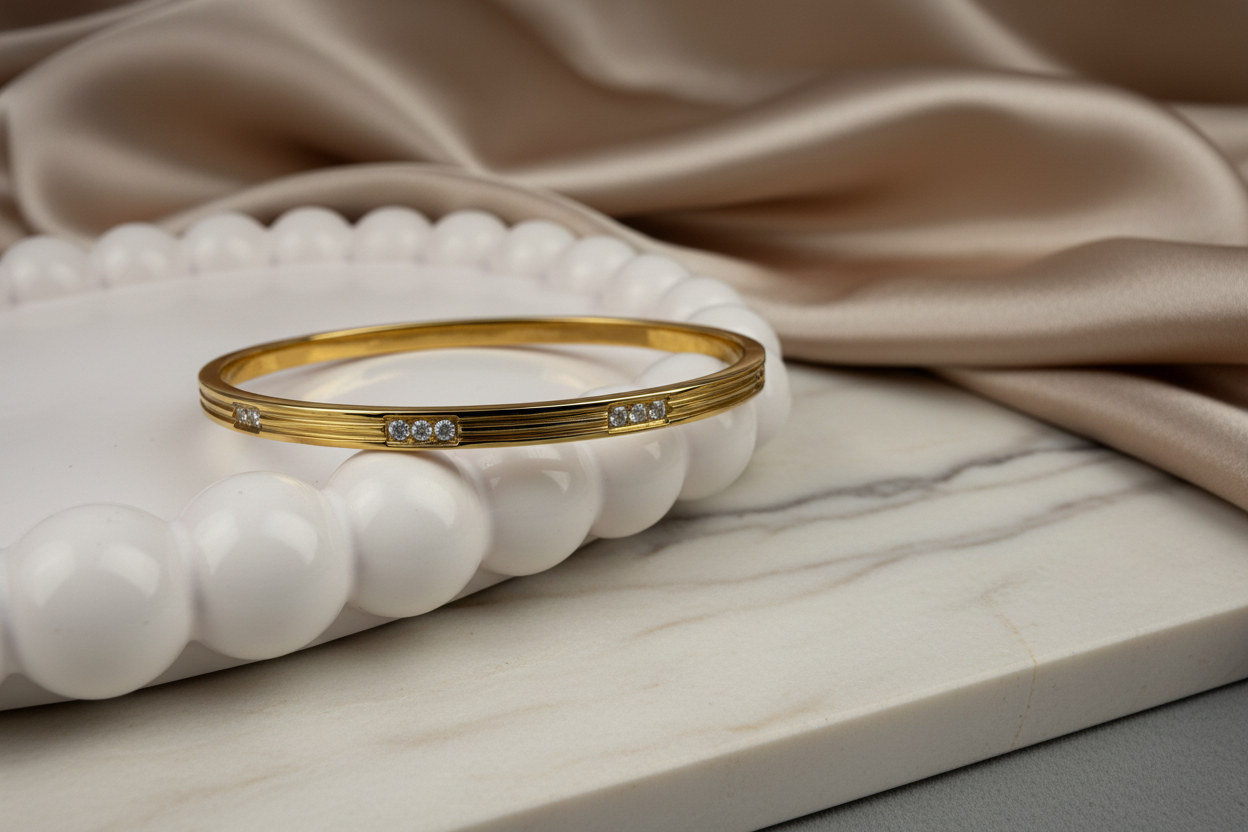 Tri-Stone Bangle Bracelet