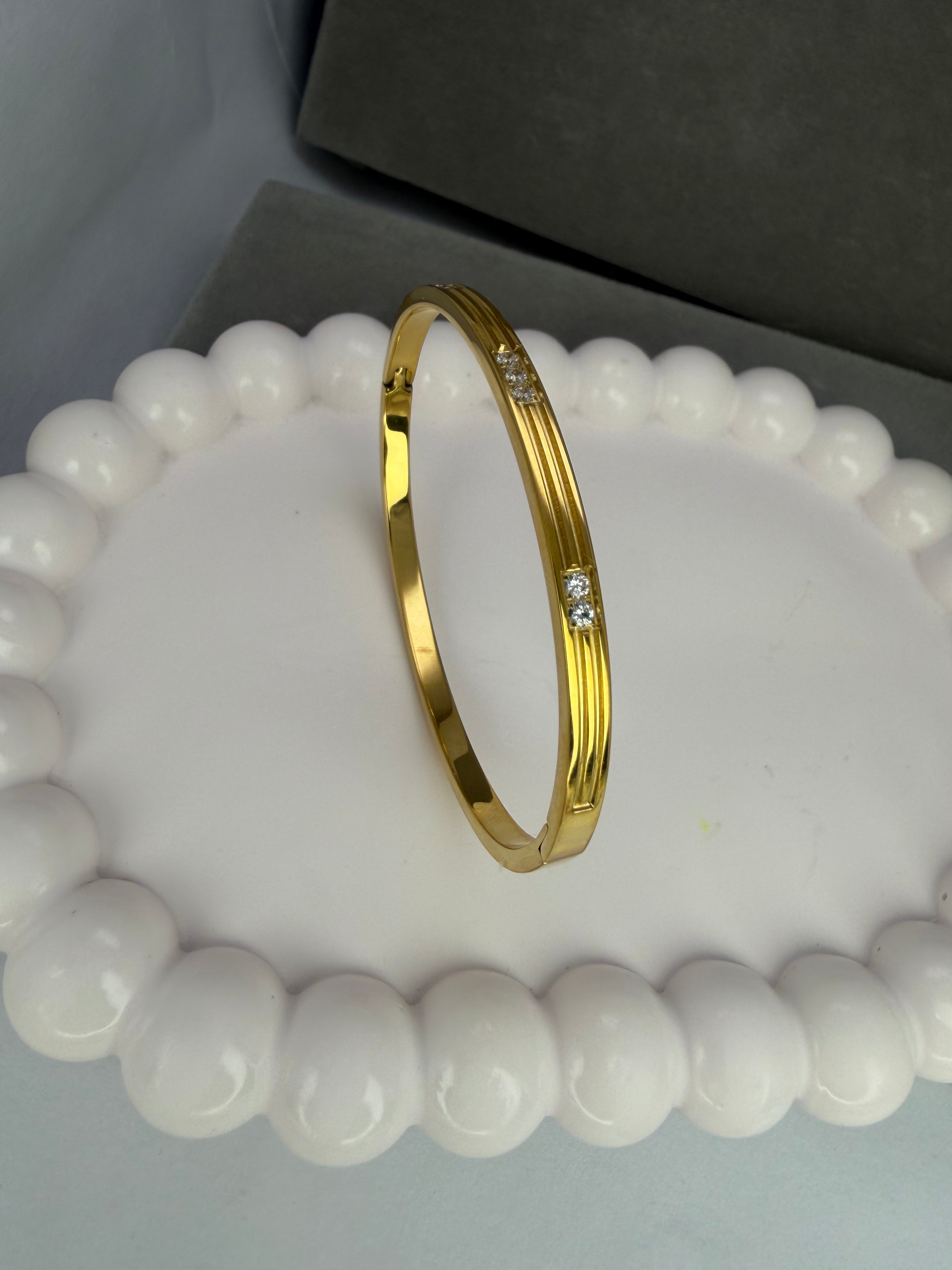 Tri-Stone Bangle Bracelet