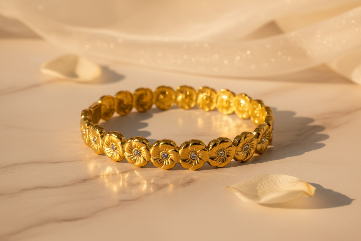 Flower Bangle Bracelet