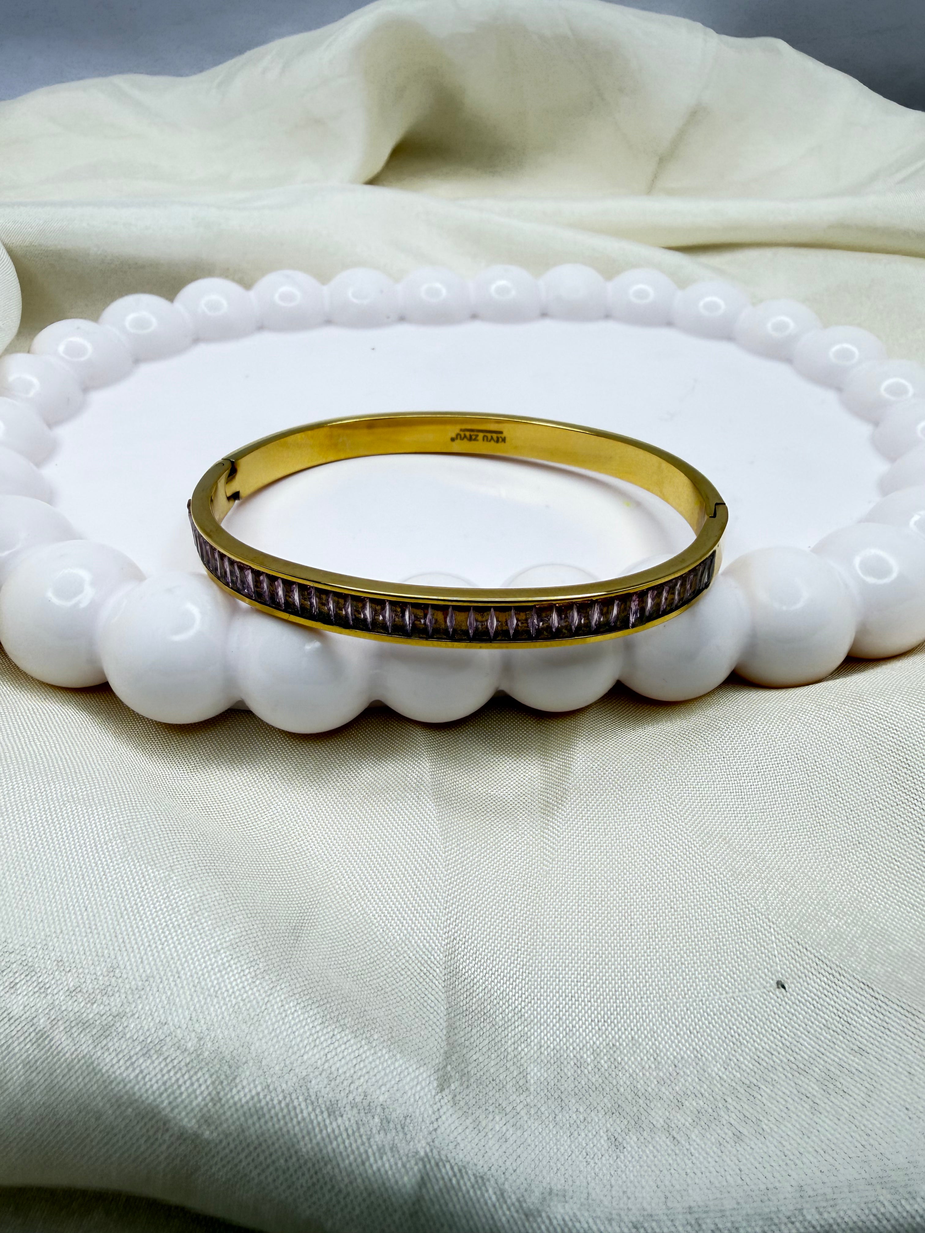 Pink Stone Bangle Bracelet