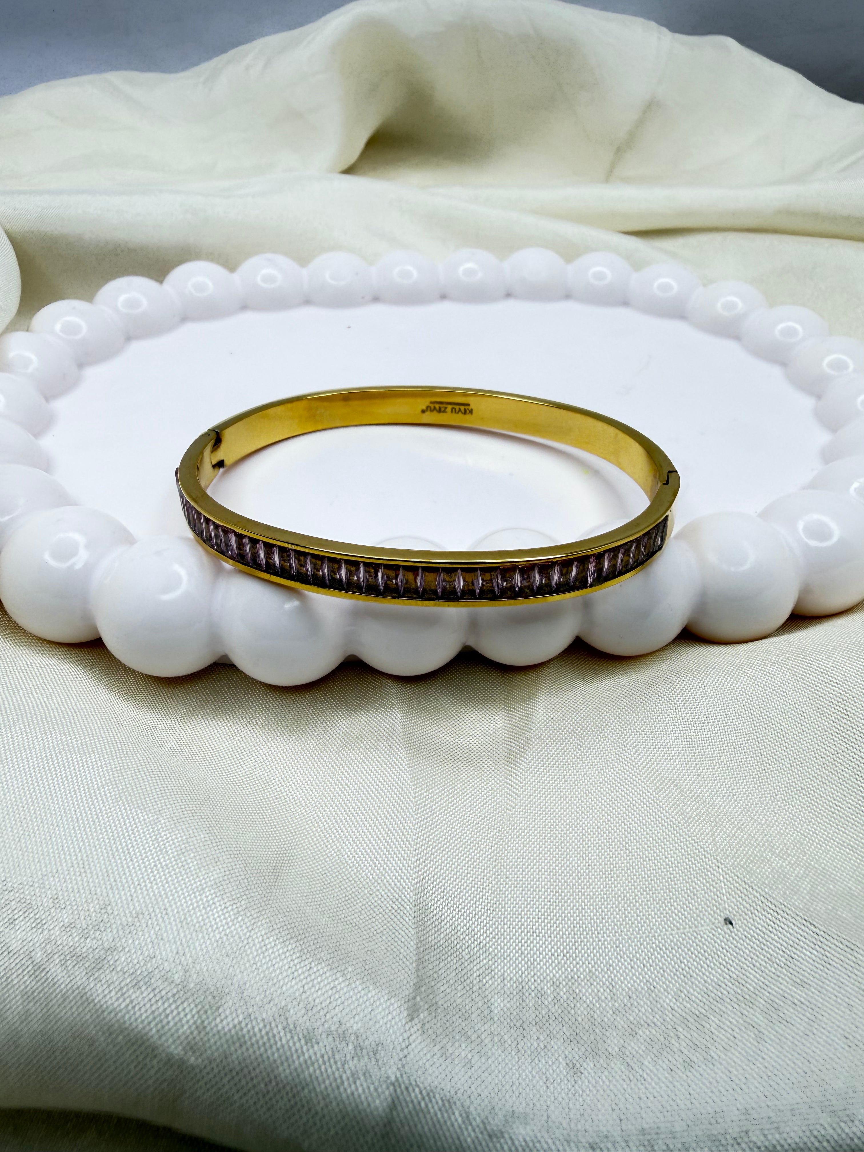 Pink Stone Bangle Bracelet