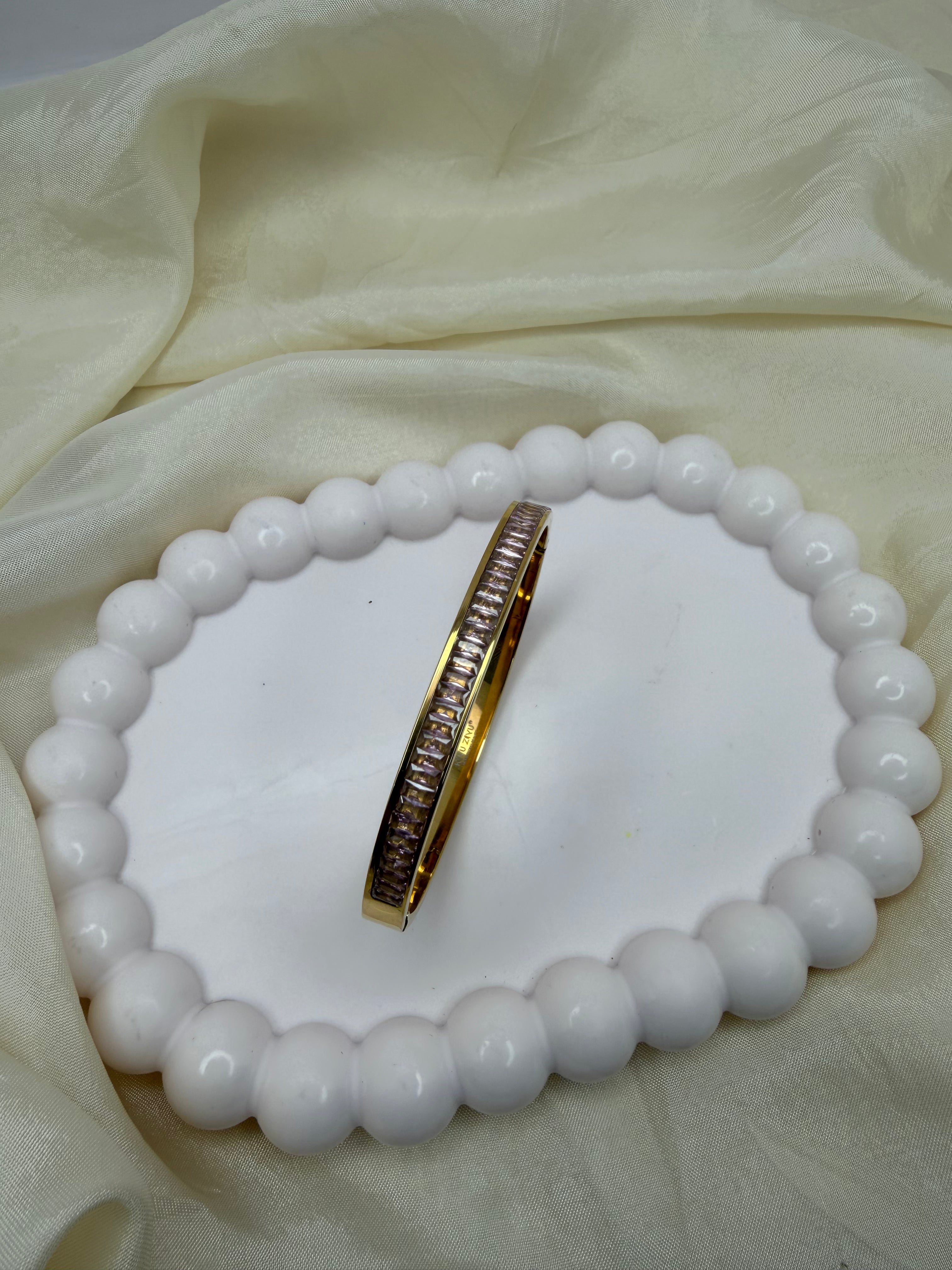 Pink Stone Bangle Bracelet