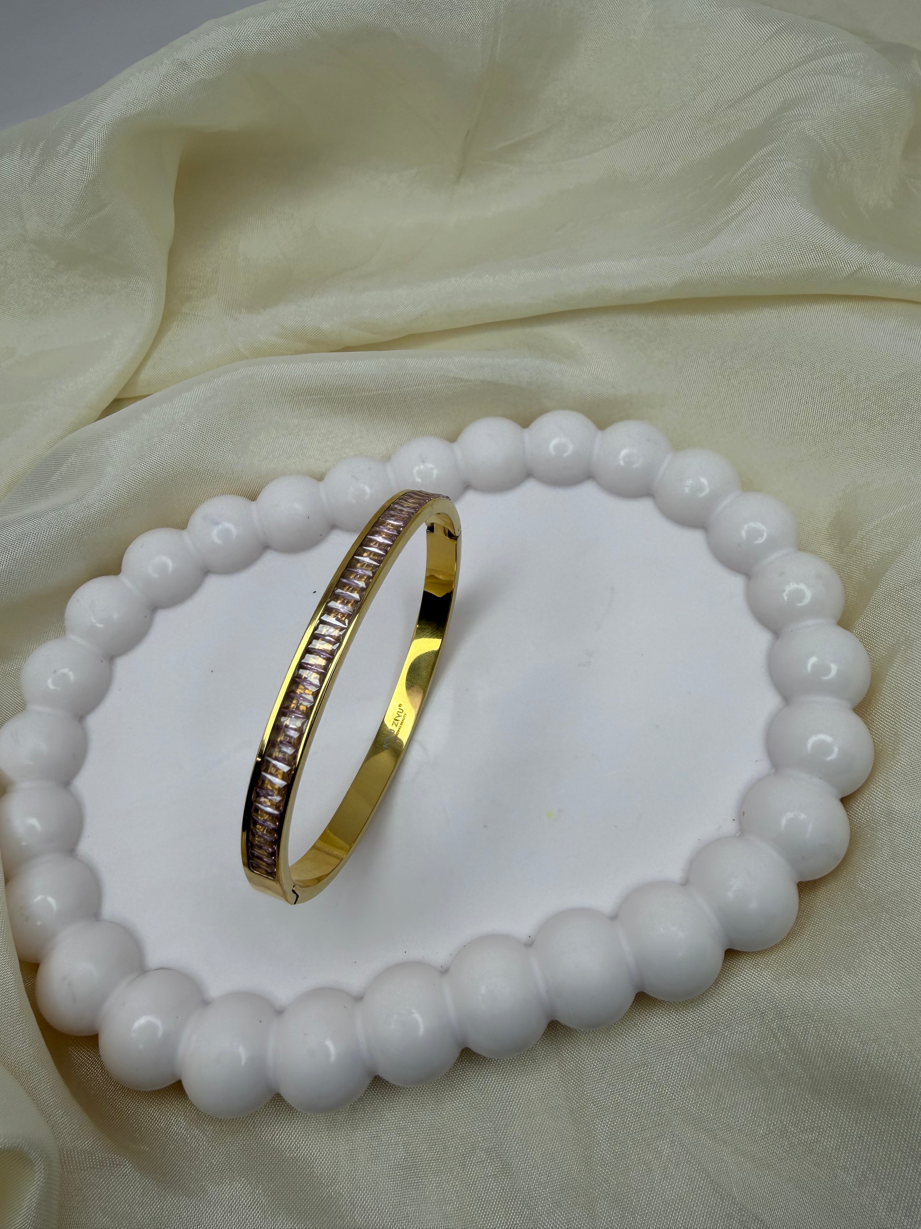 Pink Stone Bangle Bracelet