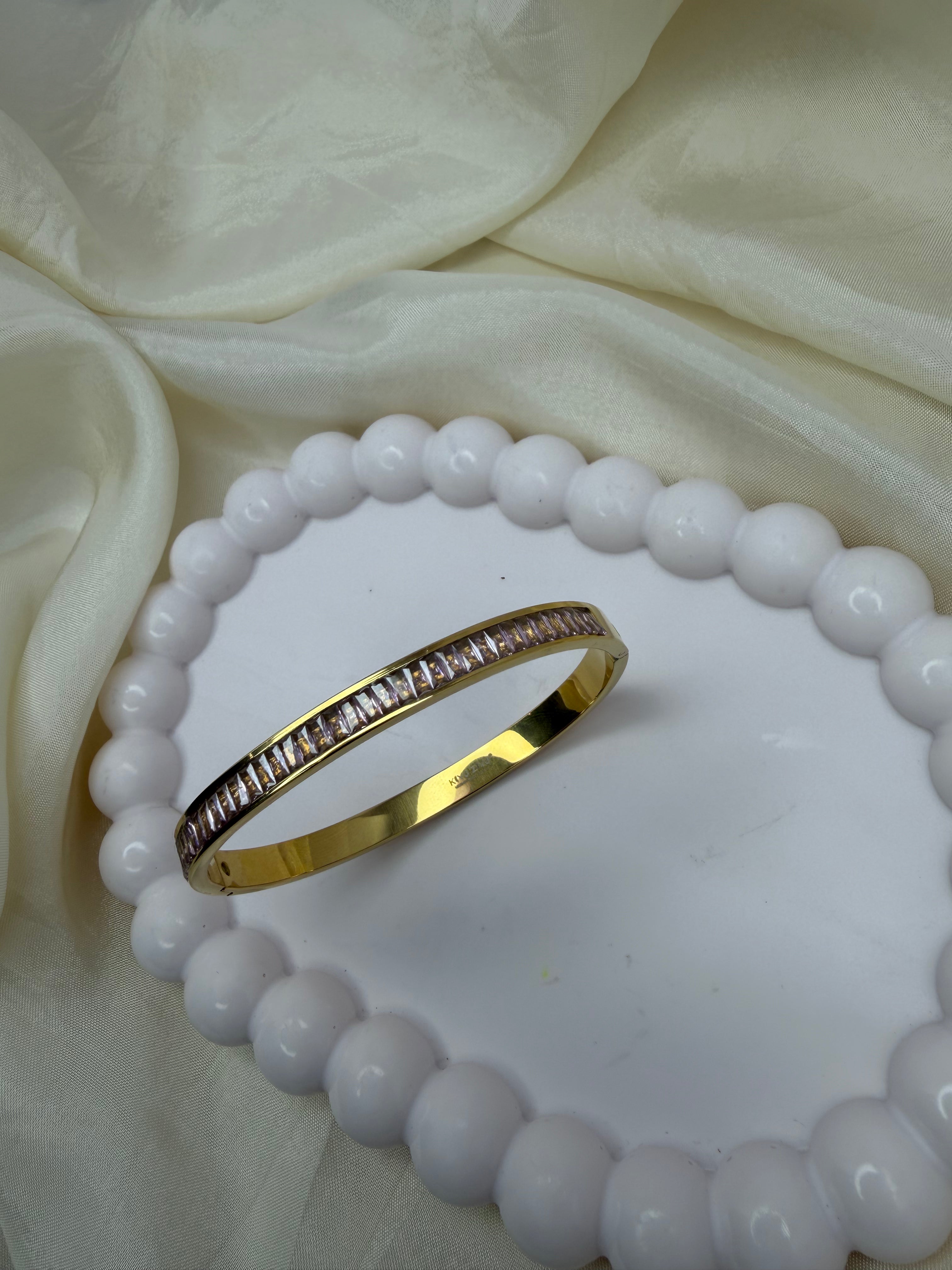 Pink Stone Bangle Bracelet