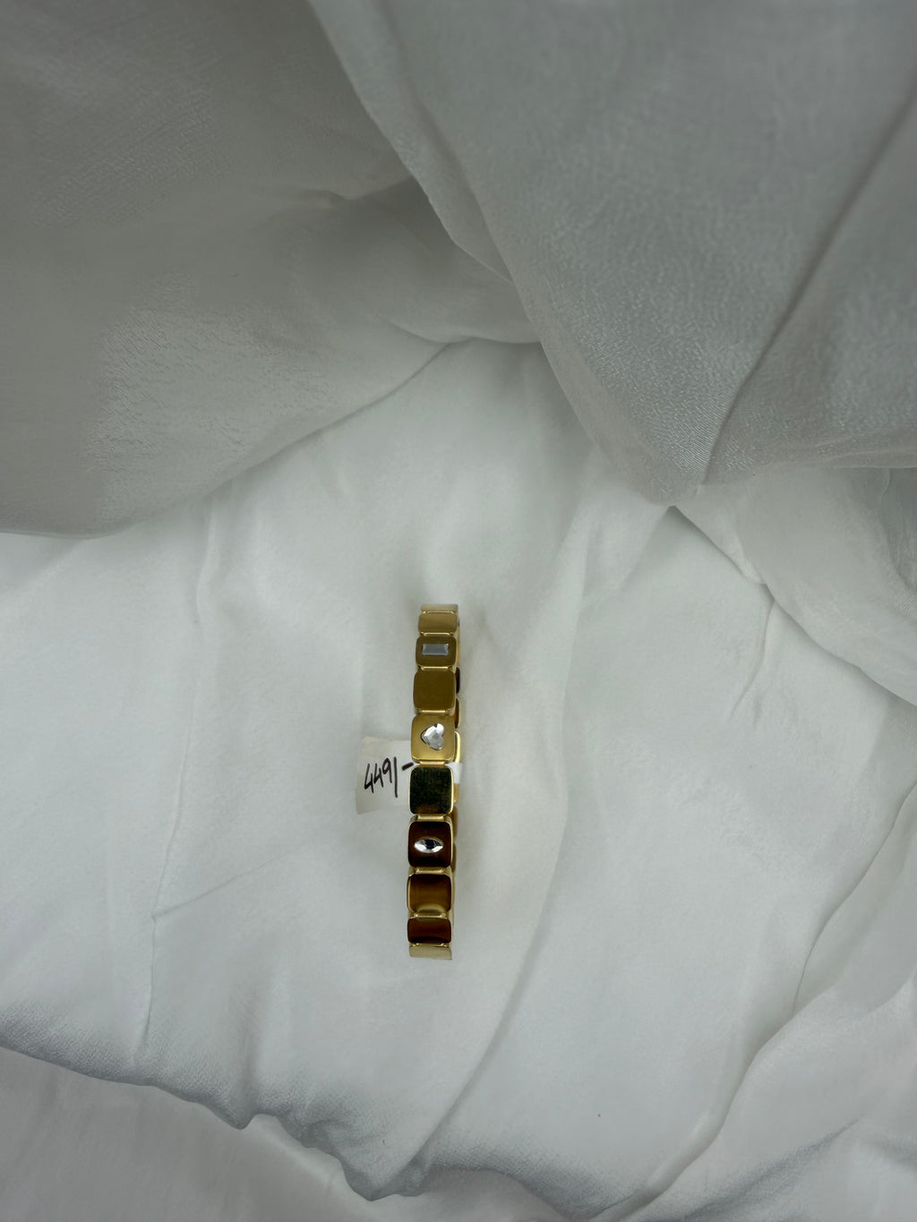 Triple-Cut Heart Gold Link Bangle Baby Size