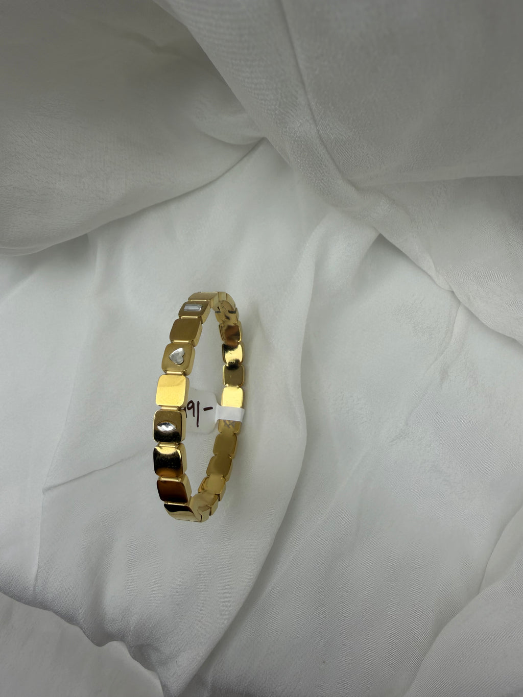 Triple-Cut Heart Gold Link Bangle Baby Size