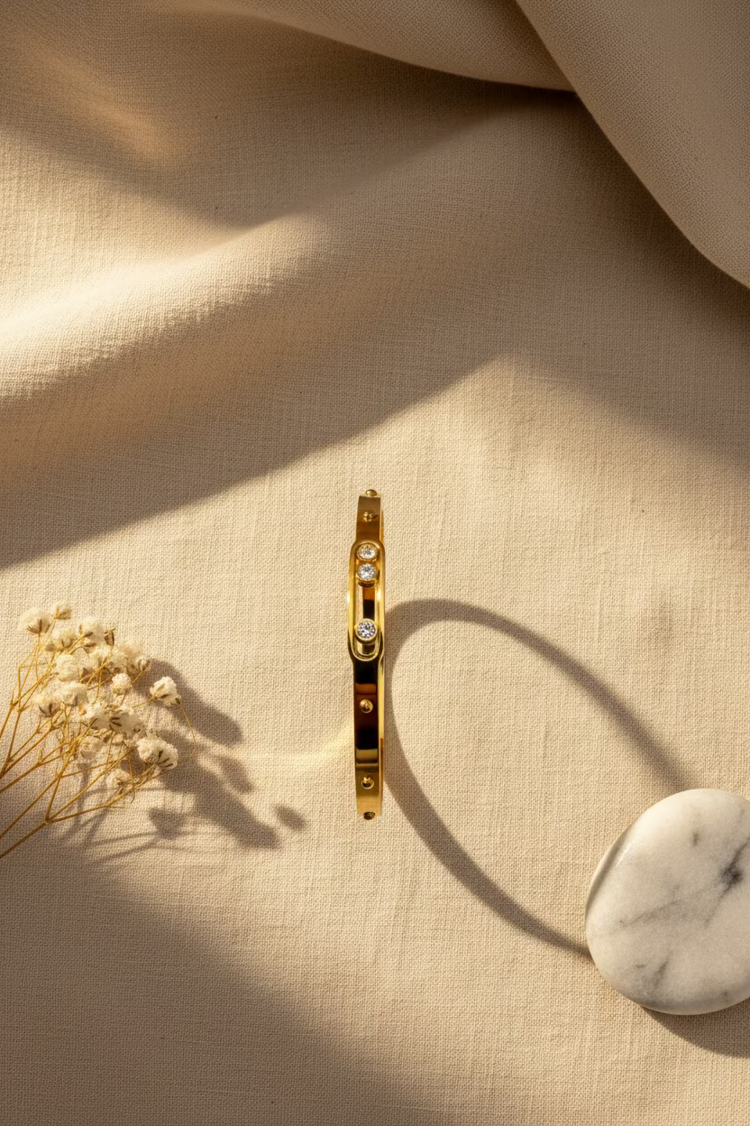Movable Trio Stone Gold Bangle