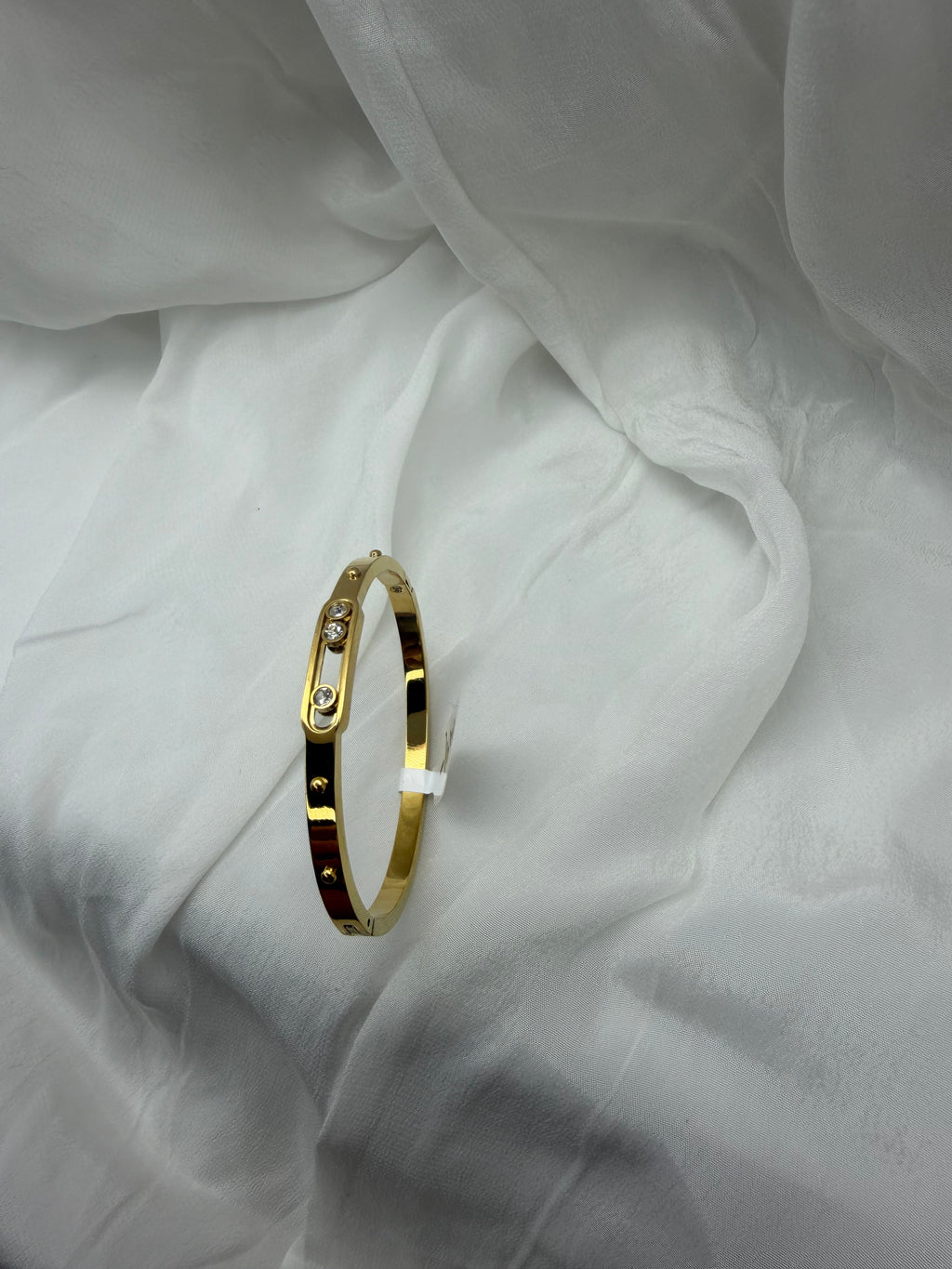 Movable Trio Stone Gold Bangle