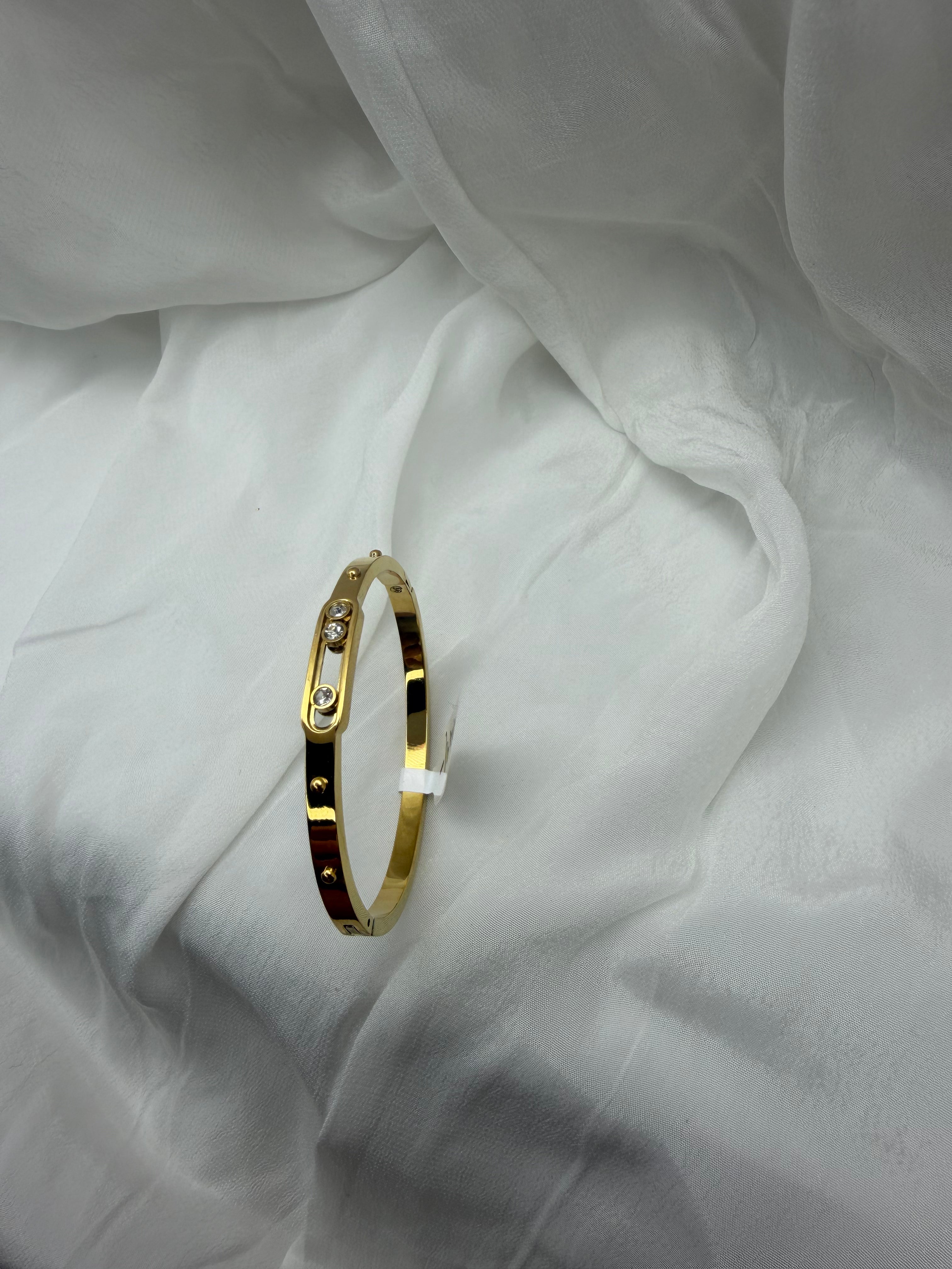 Movable Trio Stone Gold Bangle
