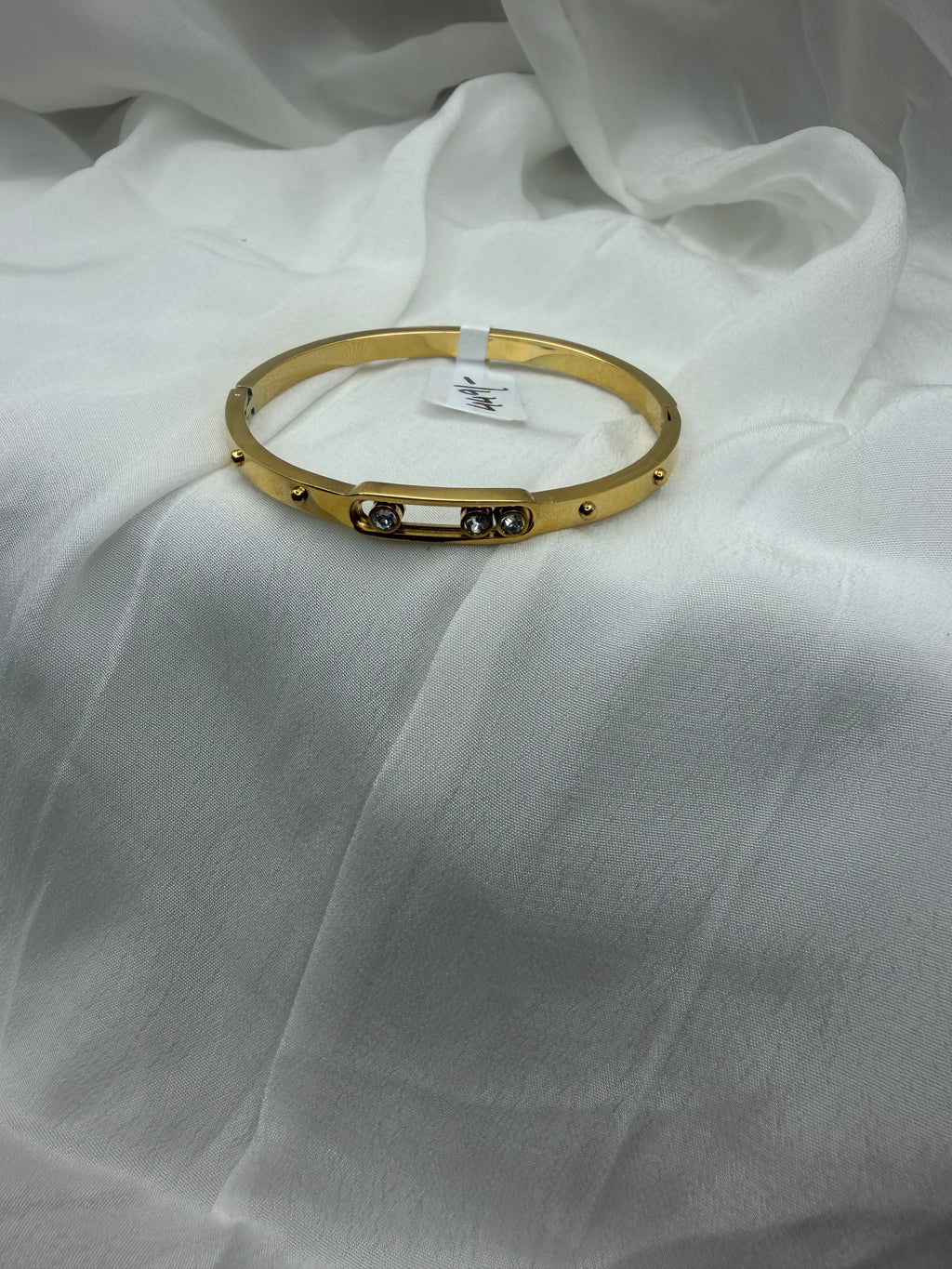 Movable Trio Stone Gold Bangle