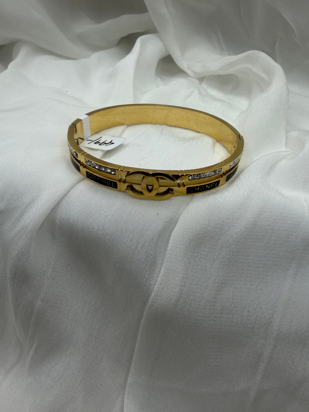Interlocking CC Crystal Enamel Bangle