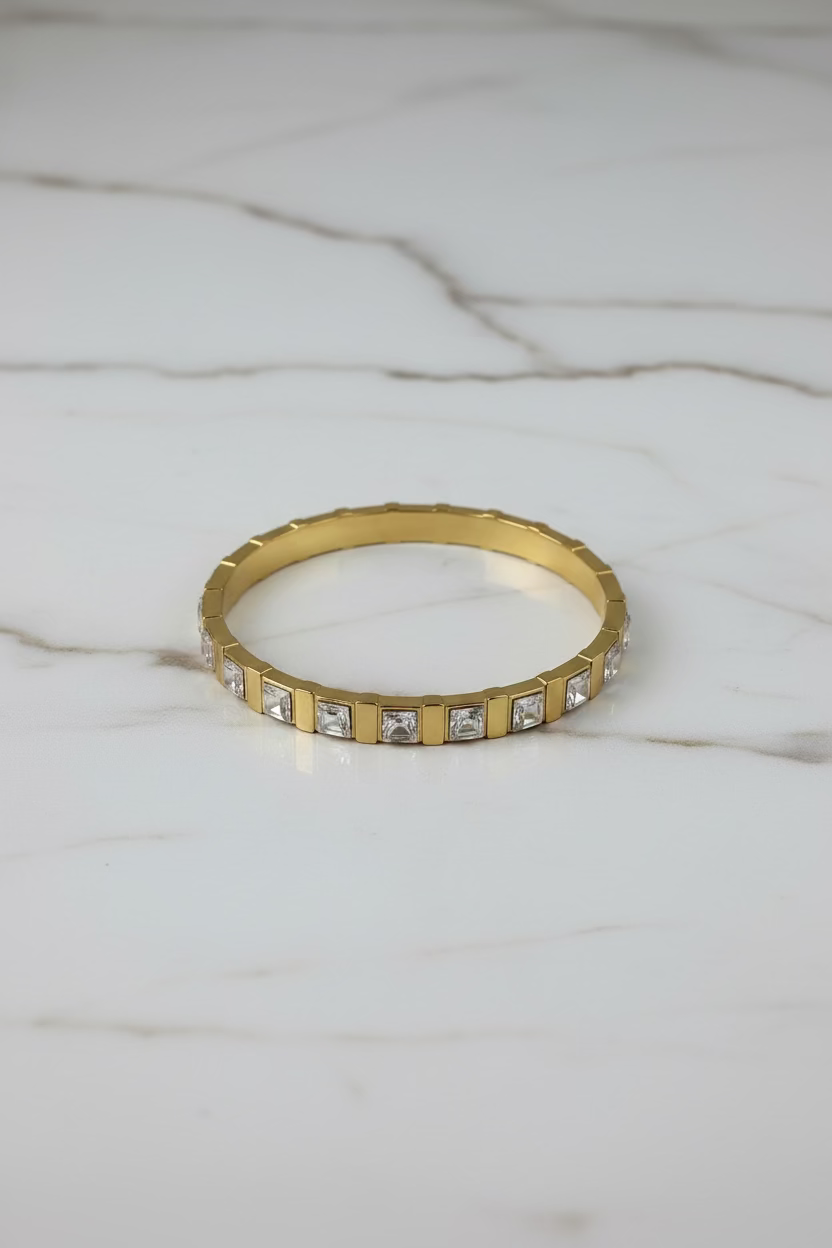 Square Crystal Ridge Bangle