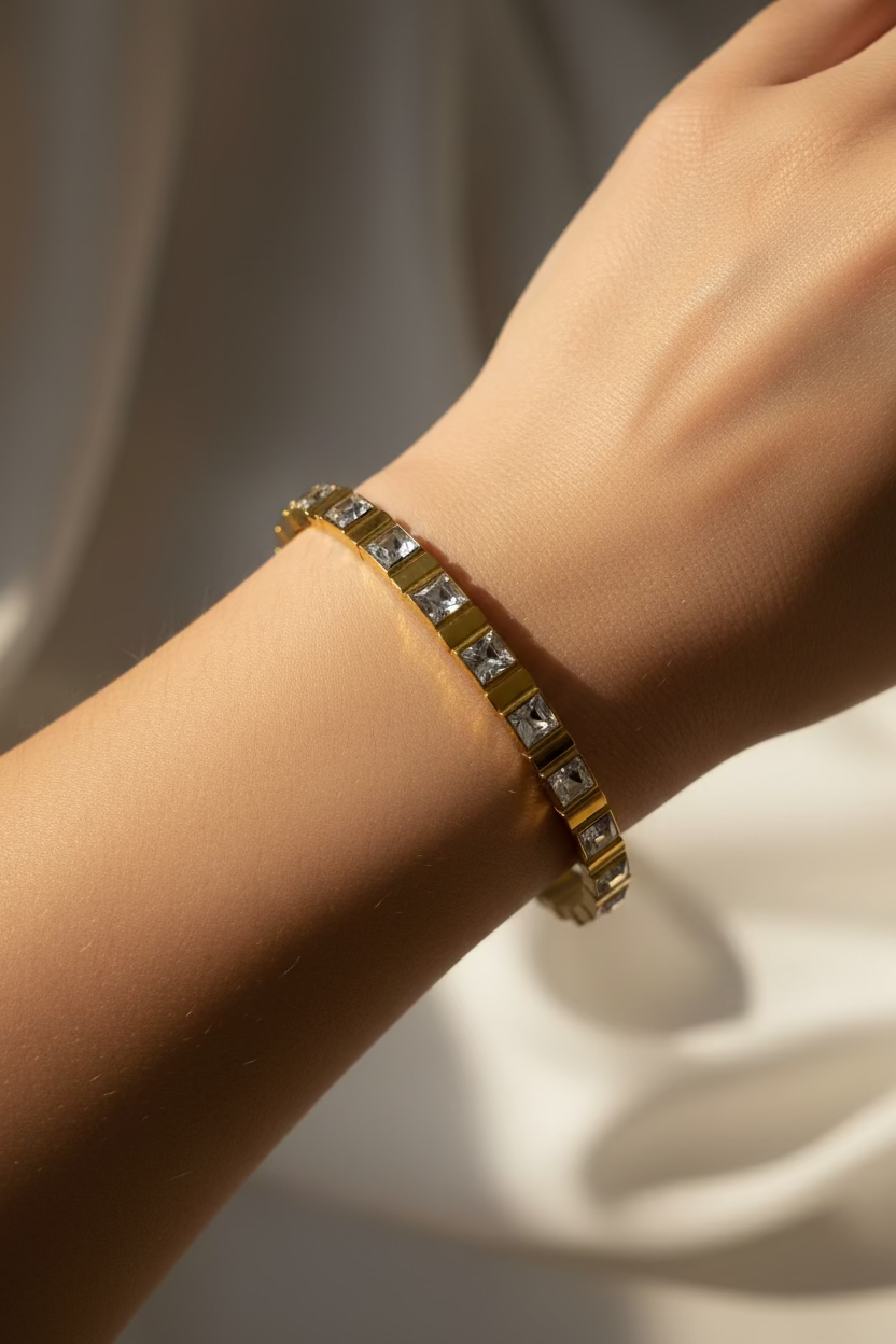 Square Crystal Ridge Bangle