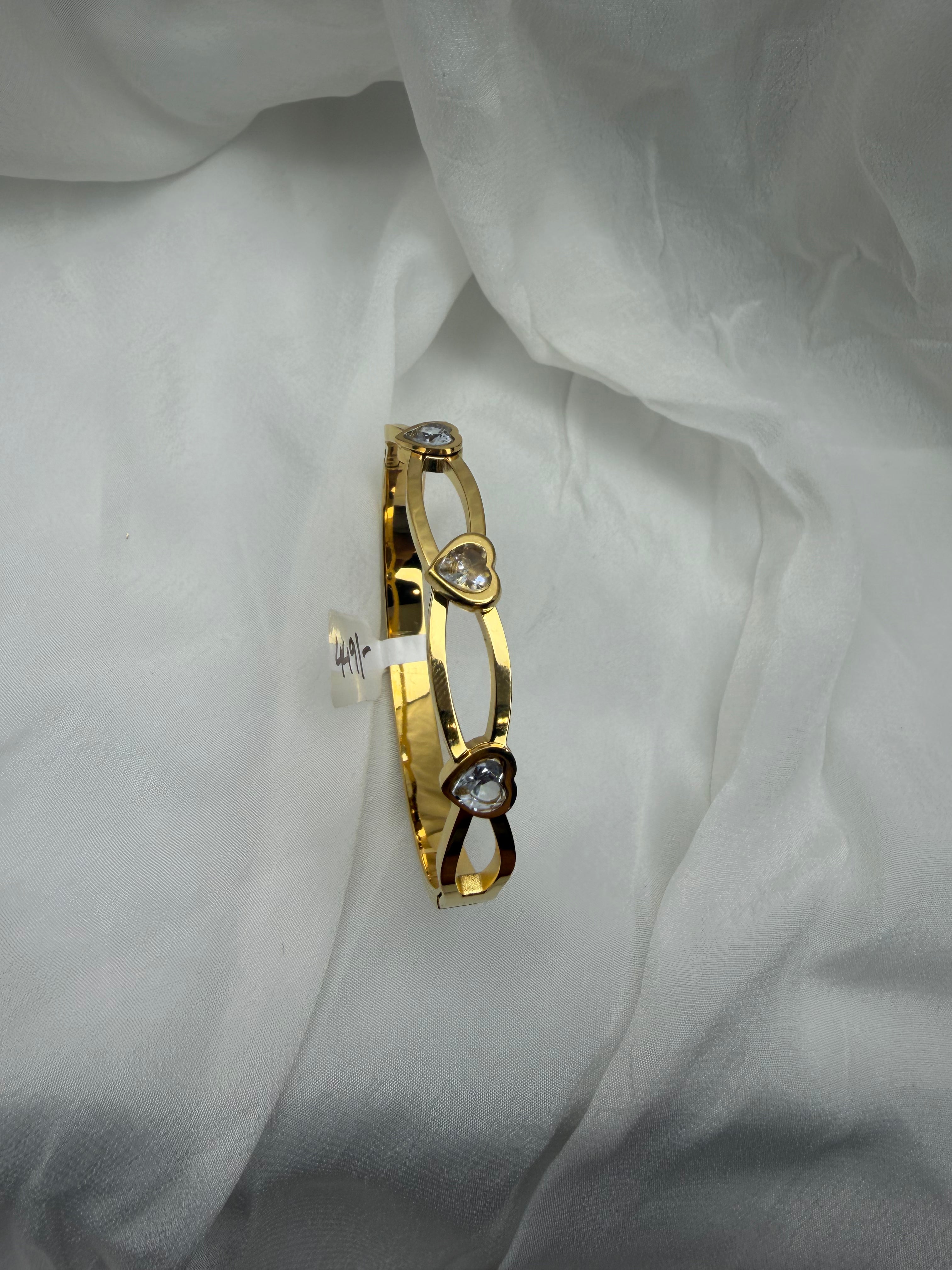 Triple Heart Open Bangle
